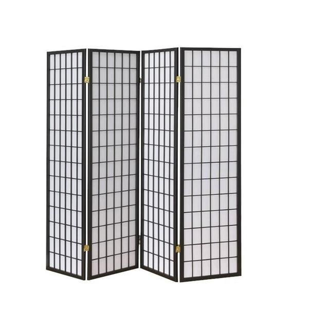 Coaster Modern Wood Four Panels Folding Room Divider in Dark Gray