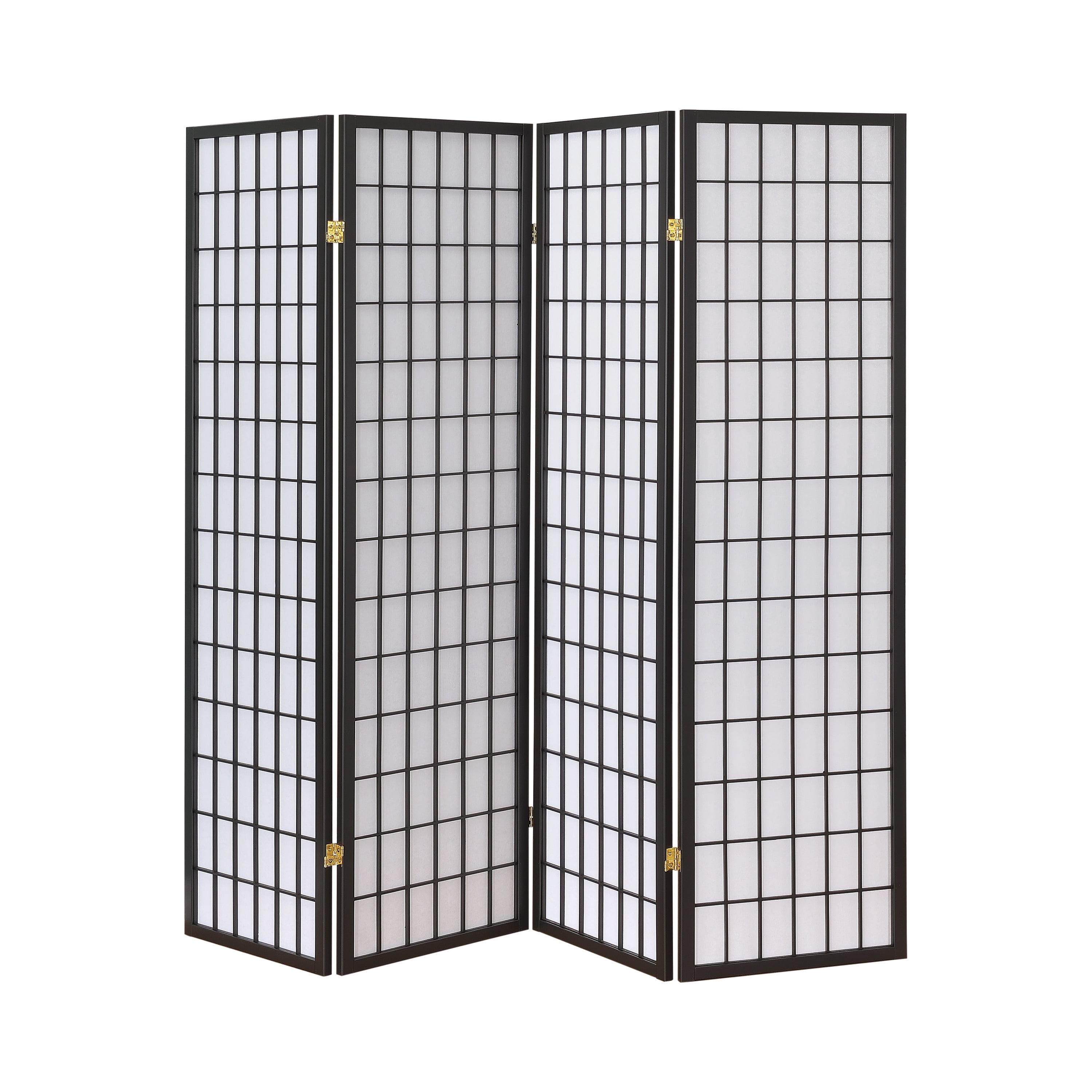 Coaster Modern Wood Four Panels Folding Room Divider in Dark Gray