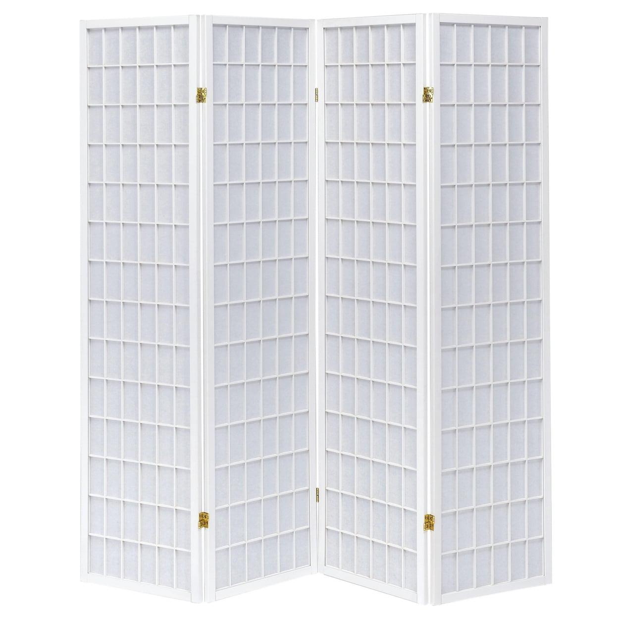 Coaster Modern Wood Four Panels Folding Room Divider in White