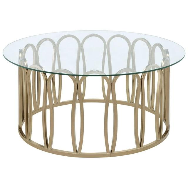 Coaster Monett Round Glass Top Coffee Table Chocolate Chrome