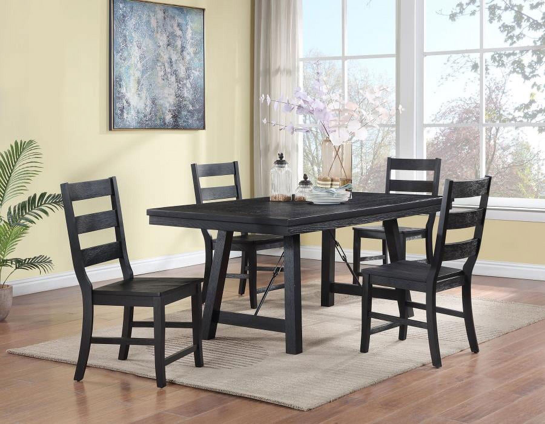 Black Rectangular Trestle Dining Table Set with 4 Chairs