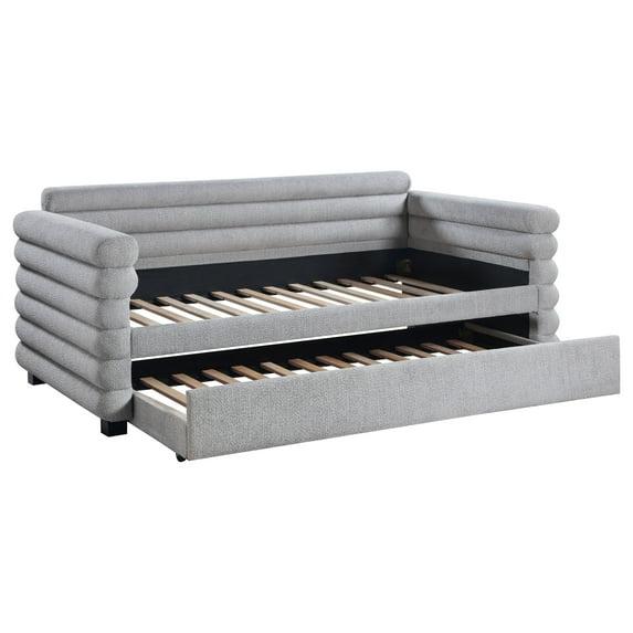 Coaster Patricia Boucle Fabric Upholstered Twin Day Bed with Trundle Gray