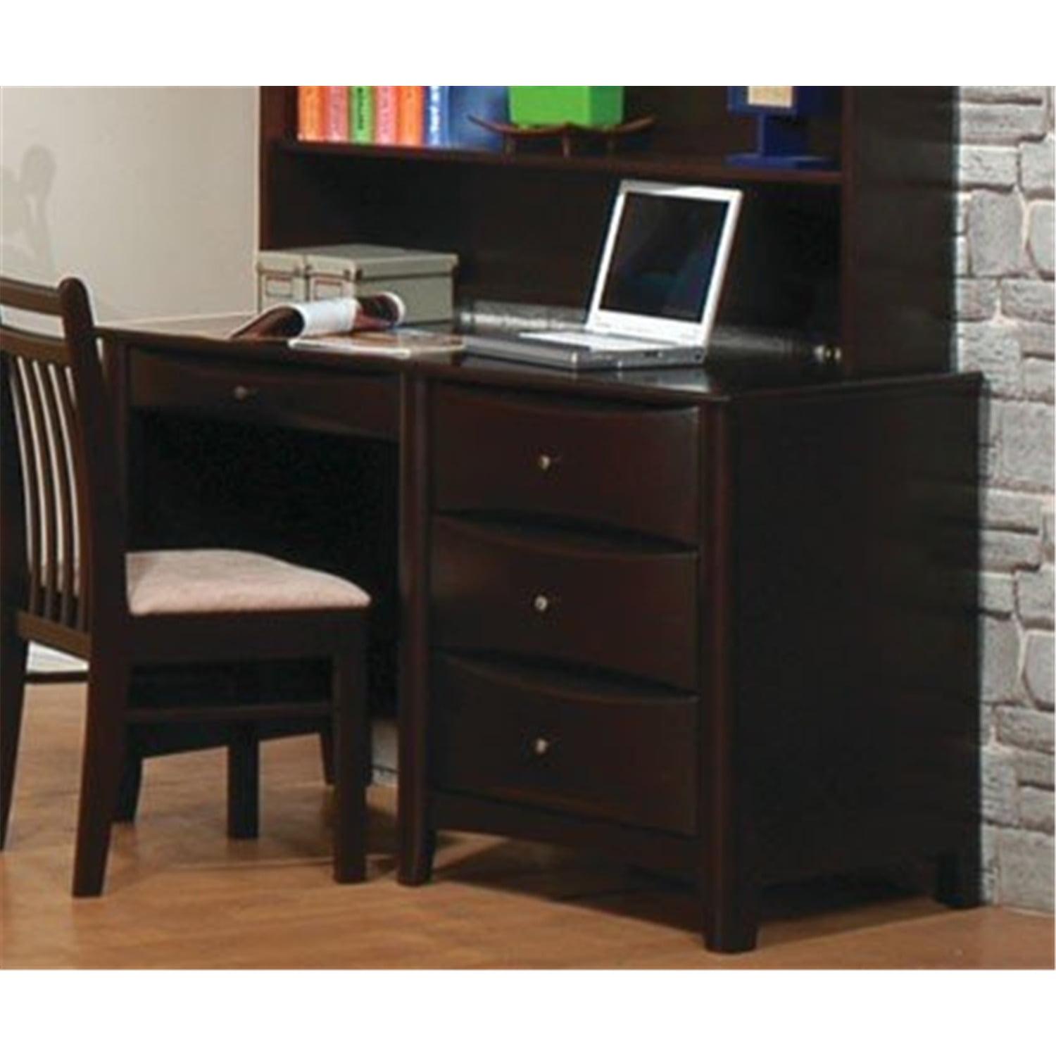 Transitional Cappuccino Brown Home Office Desk with Storage Drawers