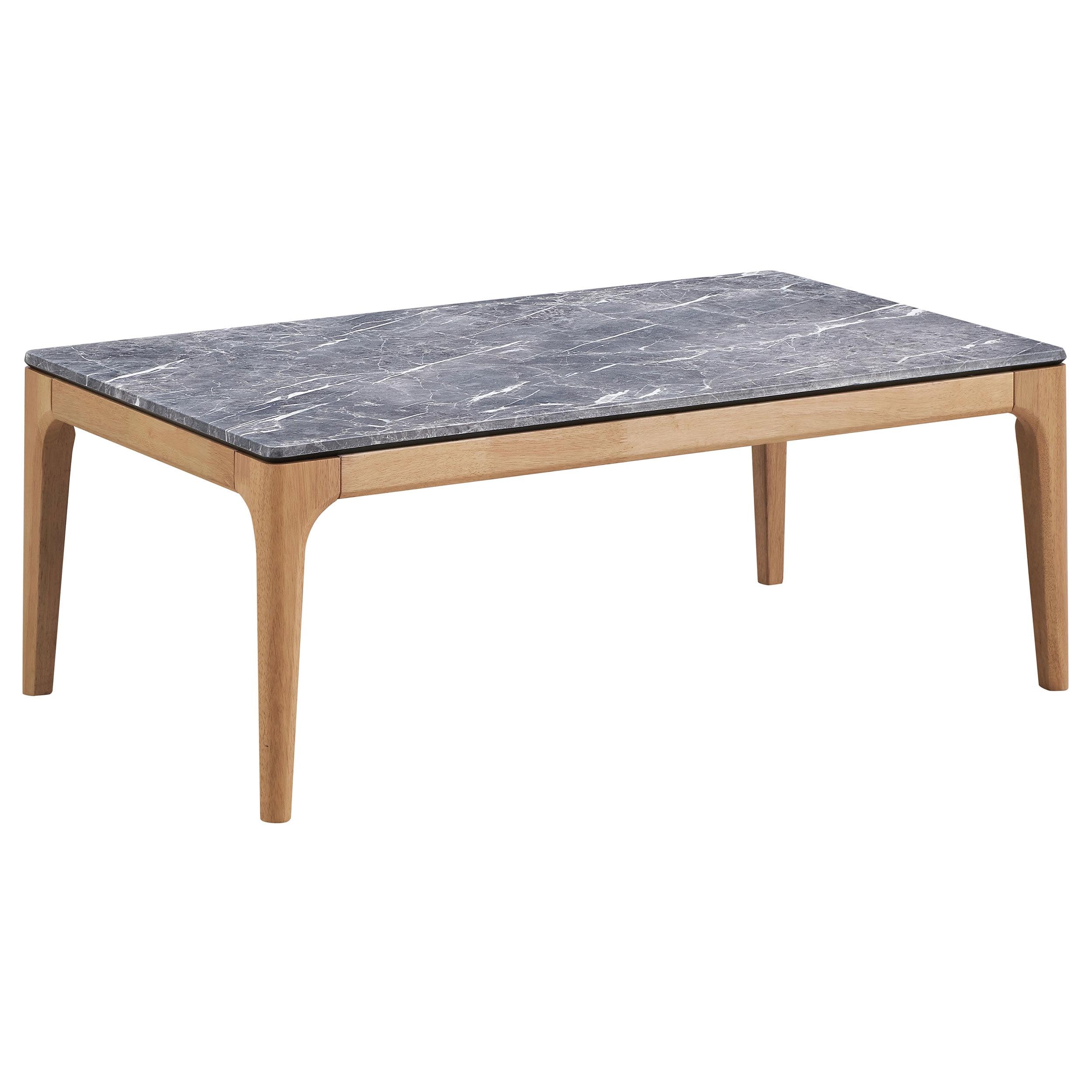 Polaris Rectangular Light Oak Coffee Table with Faux Marble Top