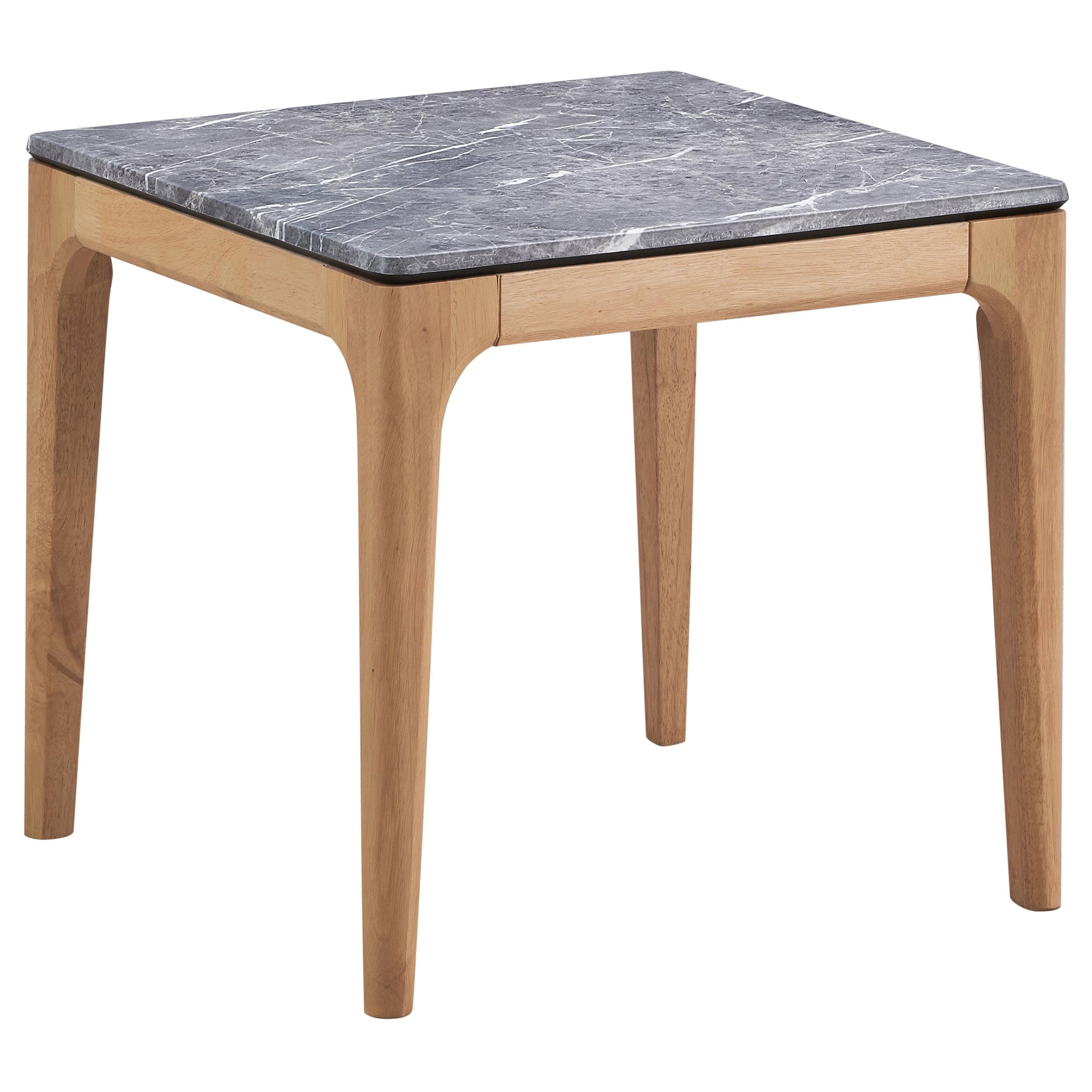 Coaster Home Furnishings Polaris Rectangular End Table with Marble-Like Top Teramo and Light Oak