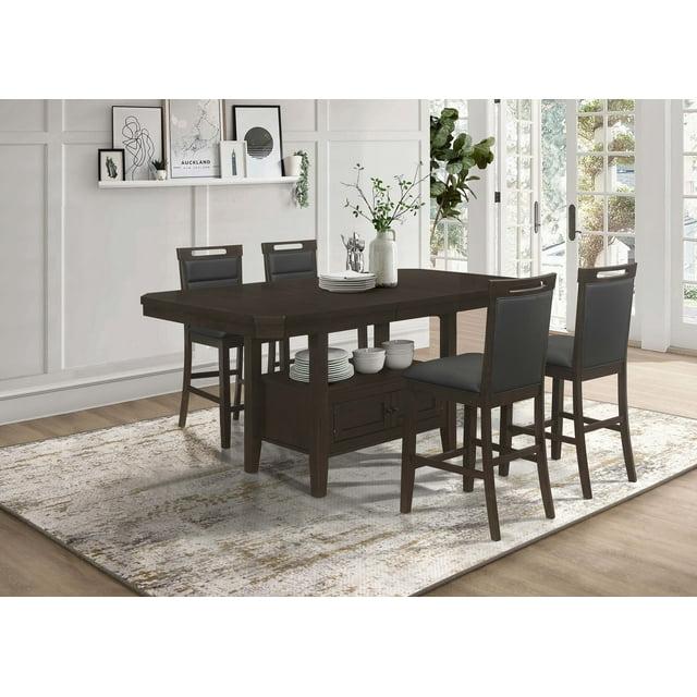 Coaster Prentiss 5-Piece Wood Counter Height Dining Set in Cappuccino