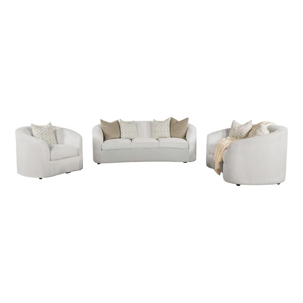 Coaster Rainn 3-piece Modern Fabric Upholstered Tight Back Living Room Set Latte
