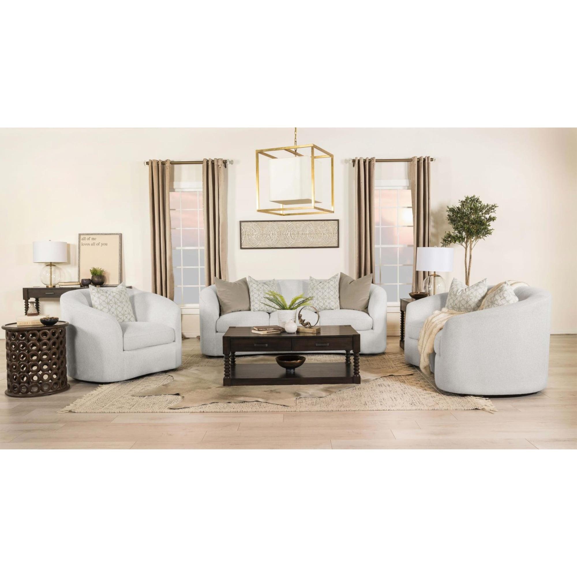 Coaster Rainn 3-piece Modern Fabric Upholstered Tight Back Living Room Set Latte