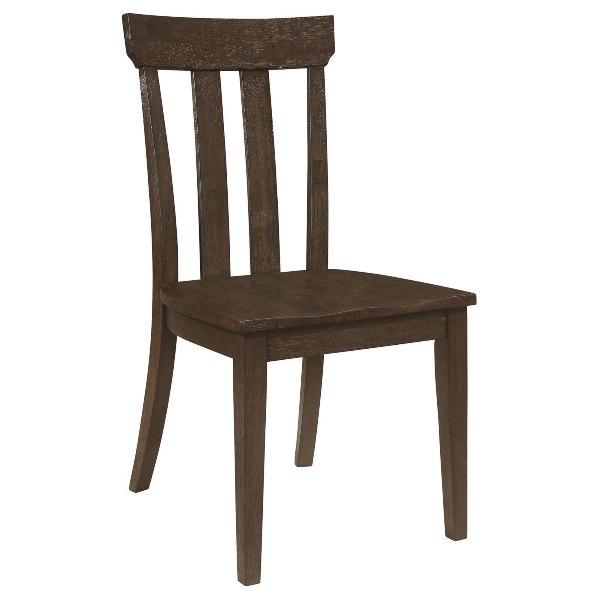 Brown Oak High Slat Back Wood Side Chair