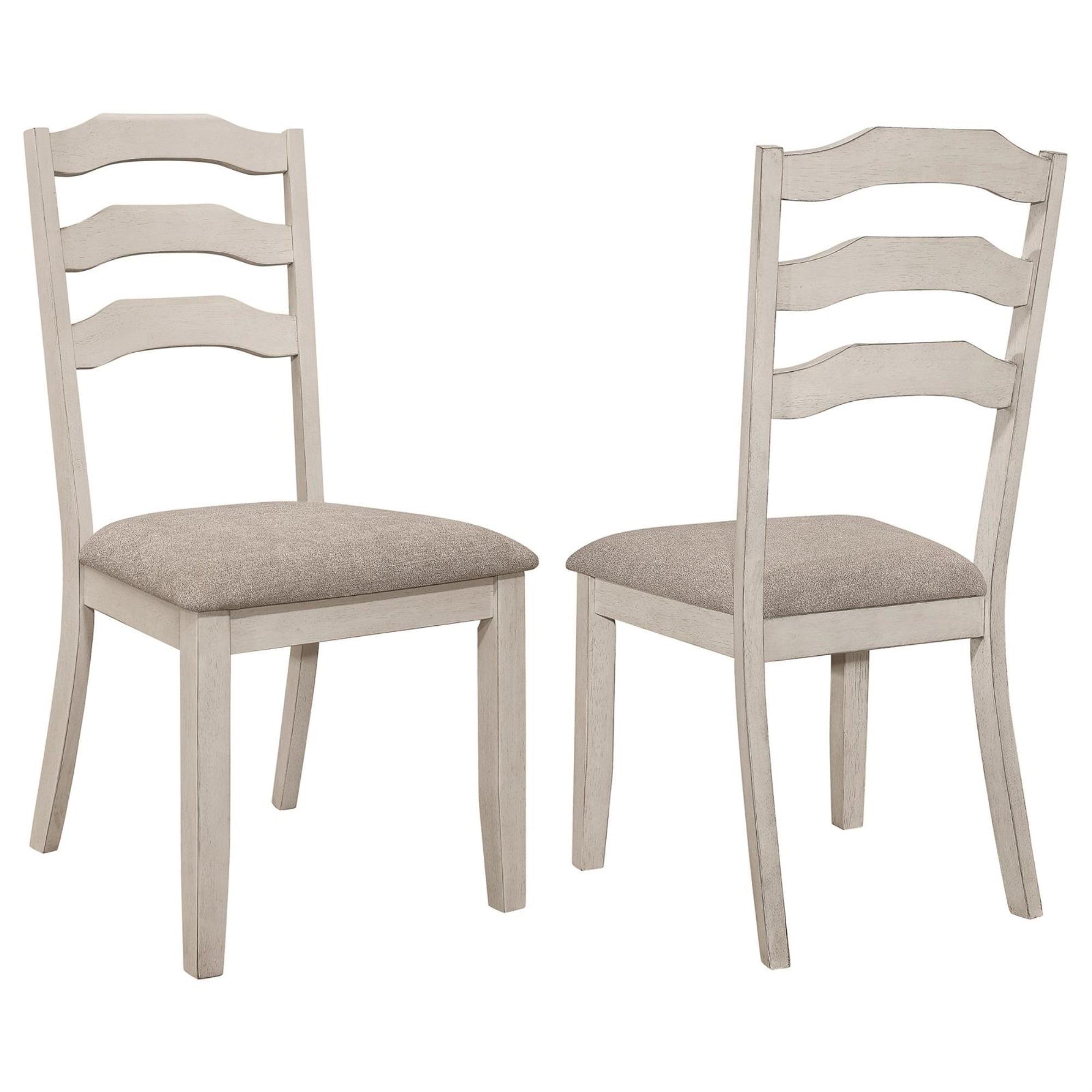 Rustic Cream Ladderback Upholstered Side Chair with Khaki Seat