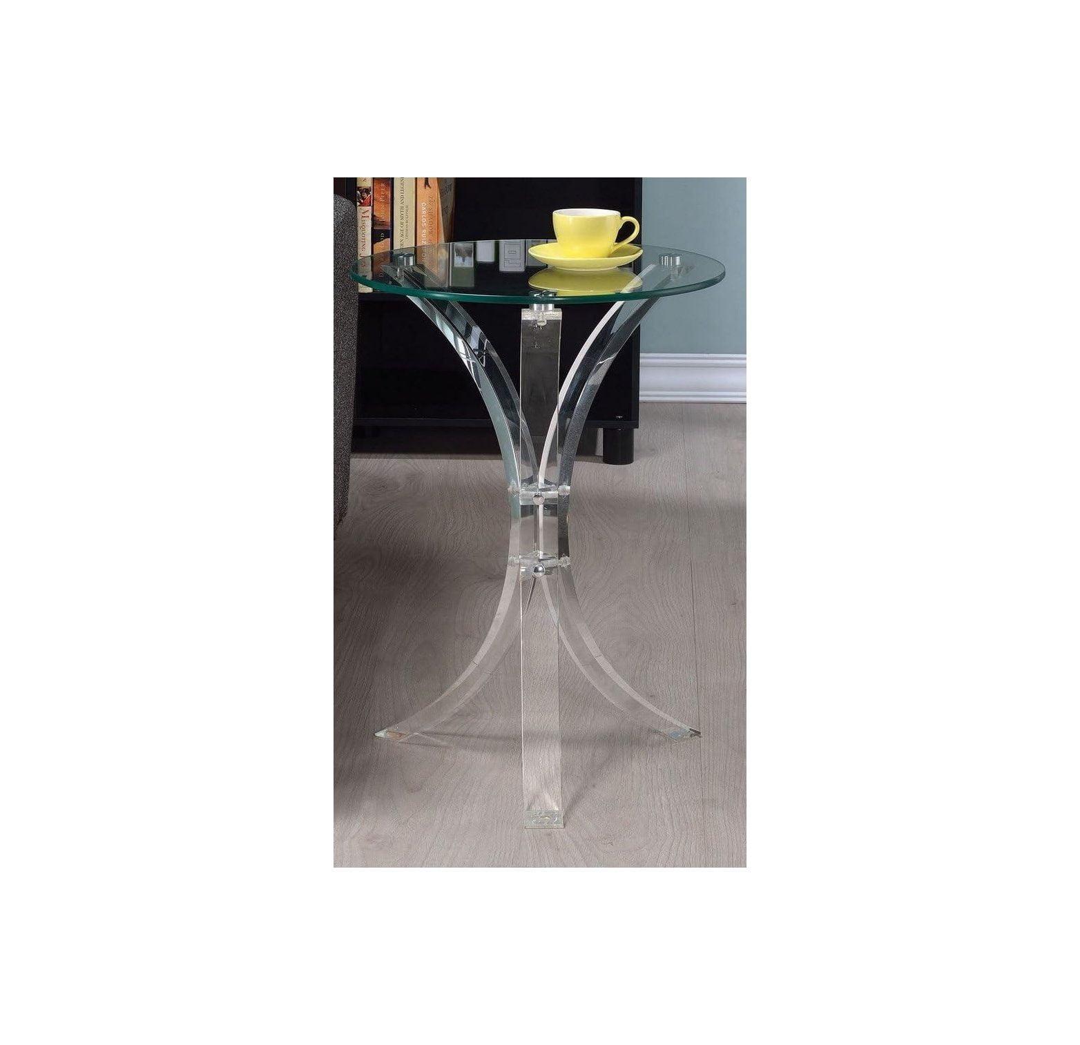 Contemporary 18'' White Round Acrylic Accent Table