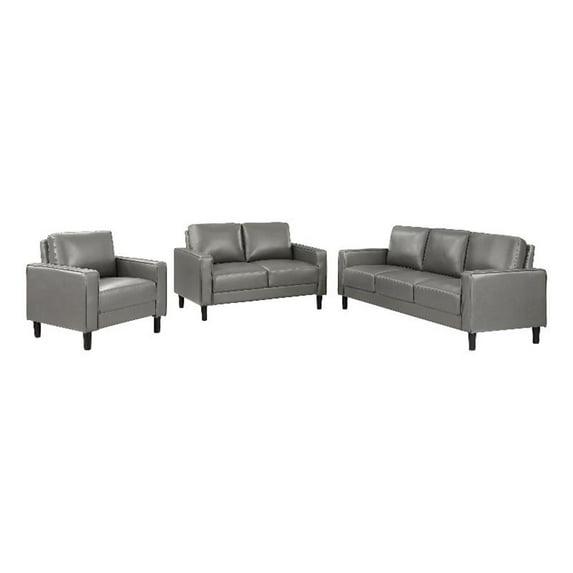 Alma Ruth 3-Piece Upholstered Track Arm Sofa Set Grey