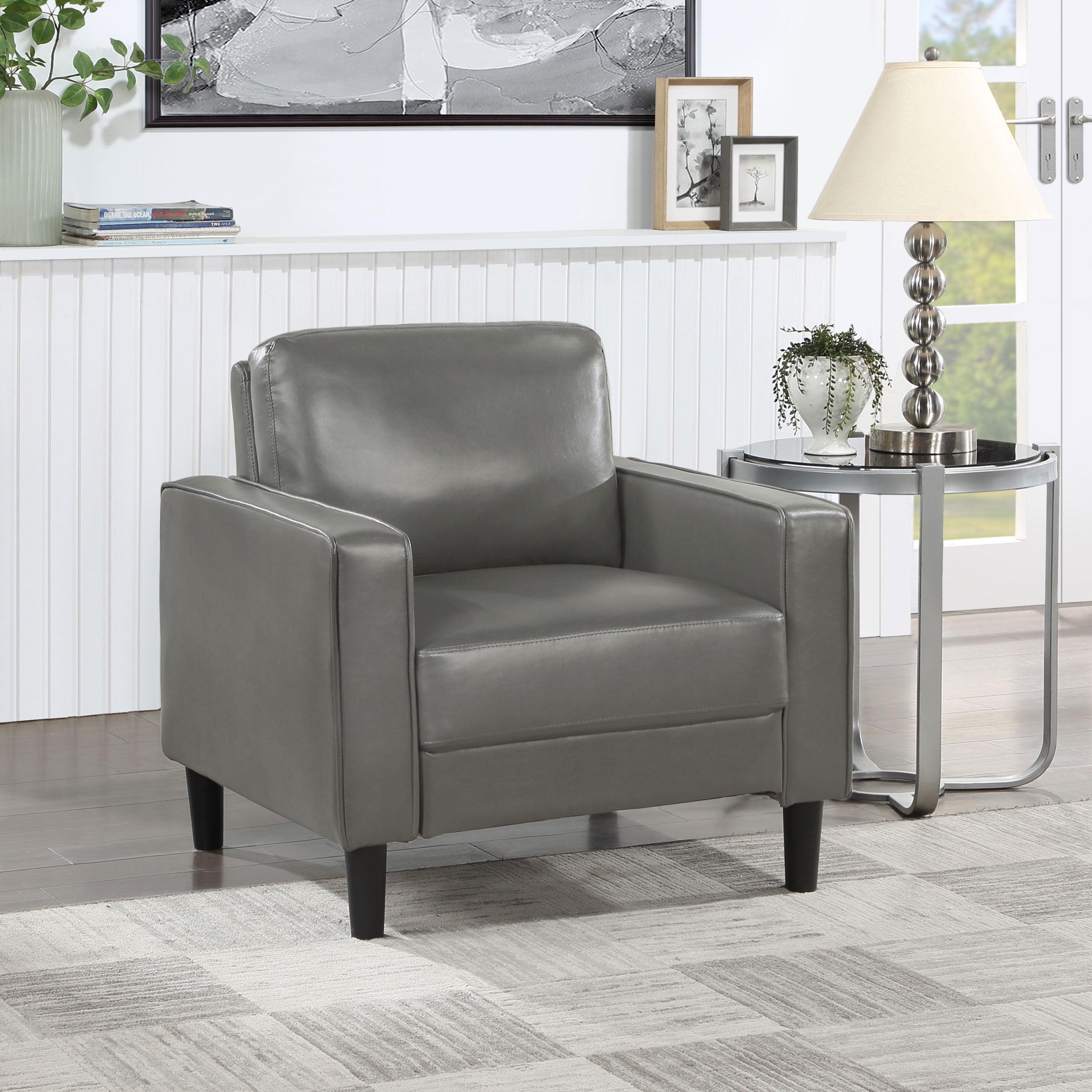 Coaster Ruth Upholstered Track Arm Faux Leather Accent Chair Grey