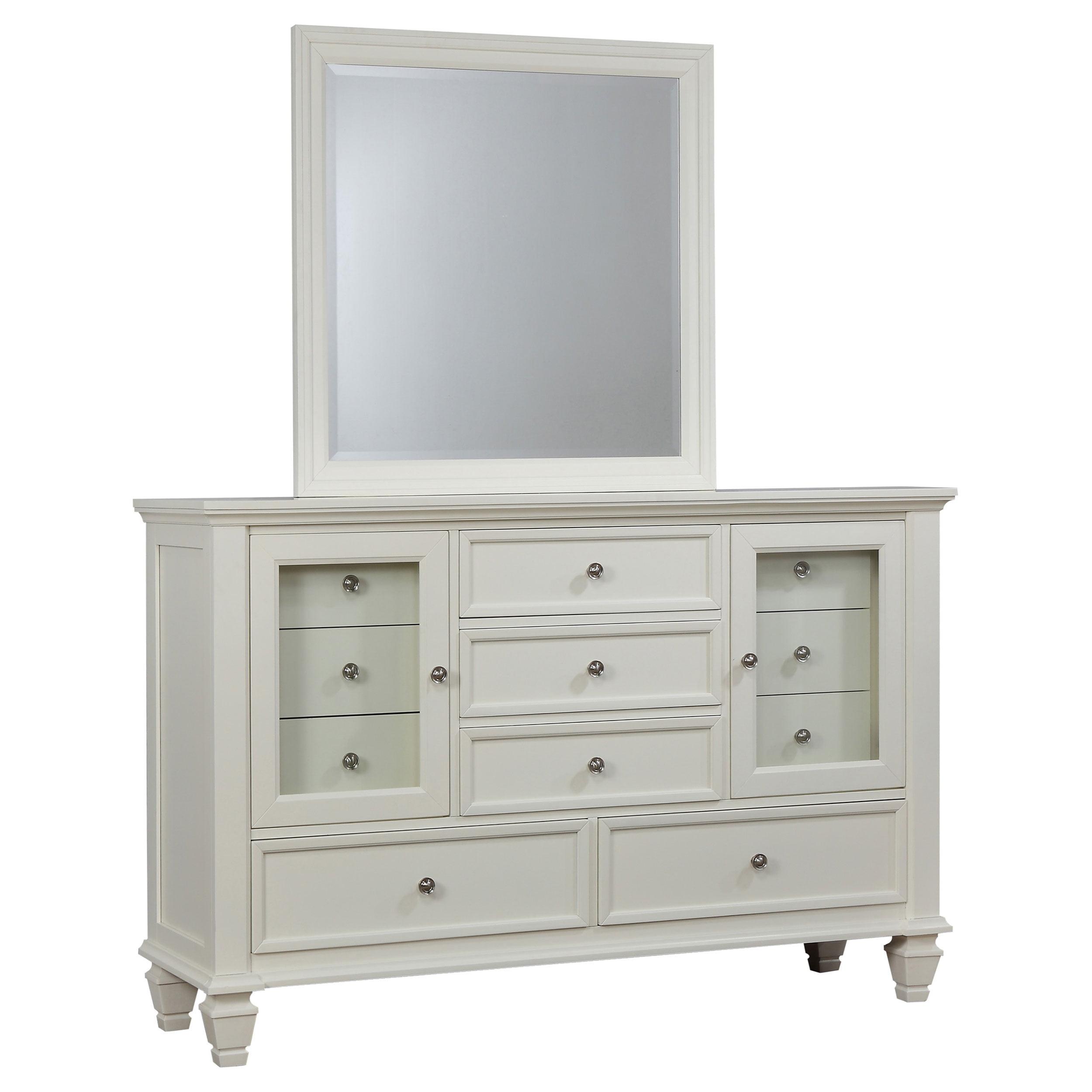 Coaster Sandy Beach 11-drawer Wood Dresser with Mirror Cream White