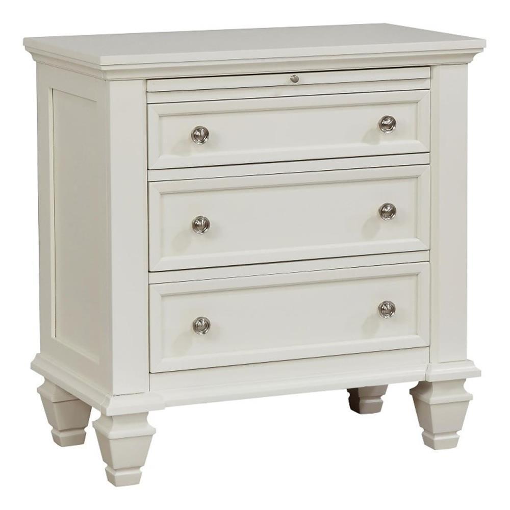Coaster Sandy Beach Coastal 3-Drawer Wood Nightstand in White
