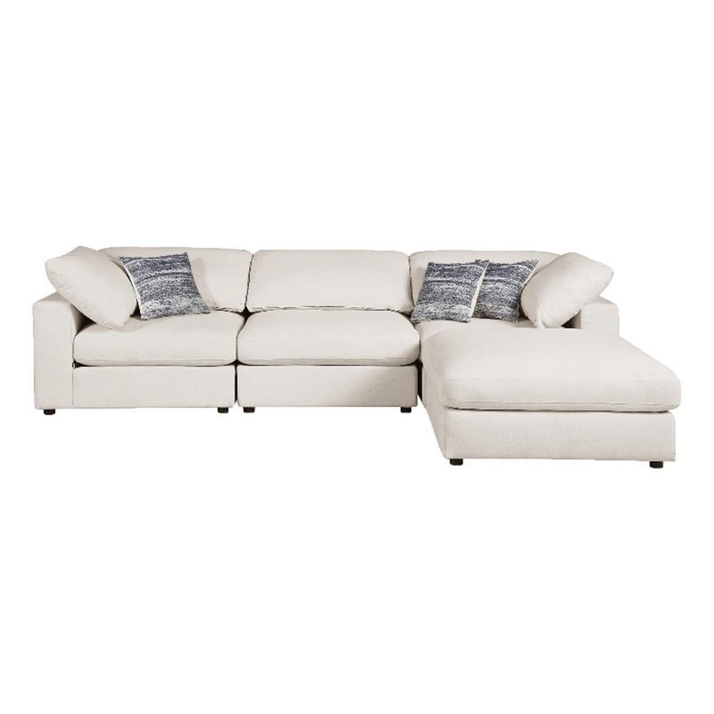 Coaster Serene 4-Piece Modern Fabric Upholstered Sectional with Ottoman in Beige