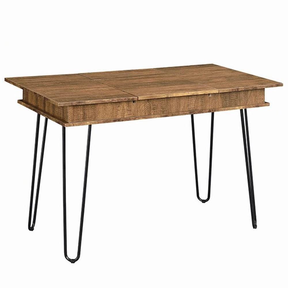 Sheeran Storage Writing Desk with Hairpin Legs Rustic Amber - Coaster: Industrial Style, Enclosed Cabinet, USB Ports