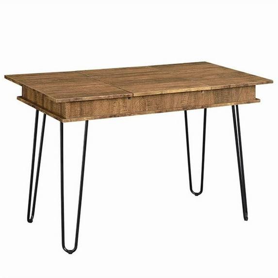 Sheeran Storage Writing Desk with Hairpin Legs Rustic Amber - Coaster: Industrial Style, Enclosed Cabinet, USB Ports