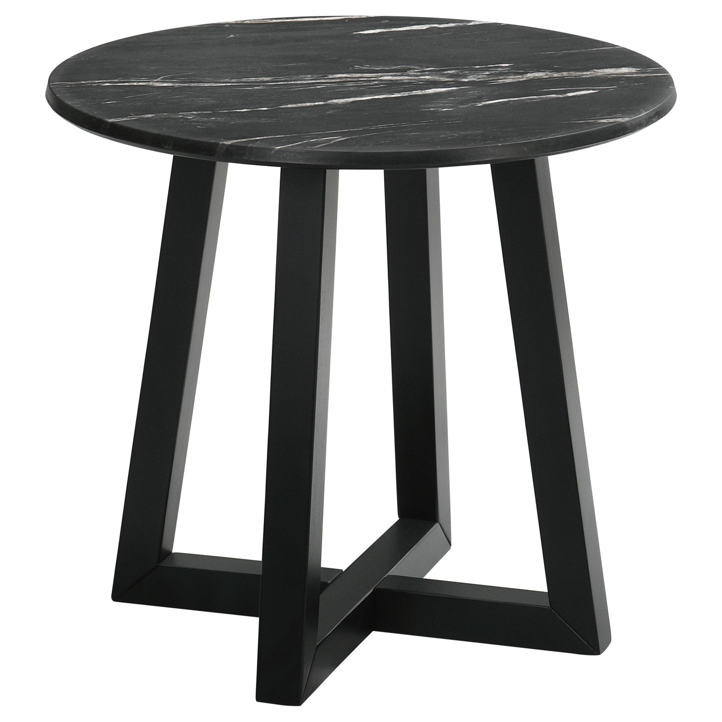 Coaster Home Furnishings Skylark Round End Table with Marble-Like Top Letizia and Light Oak