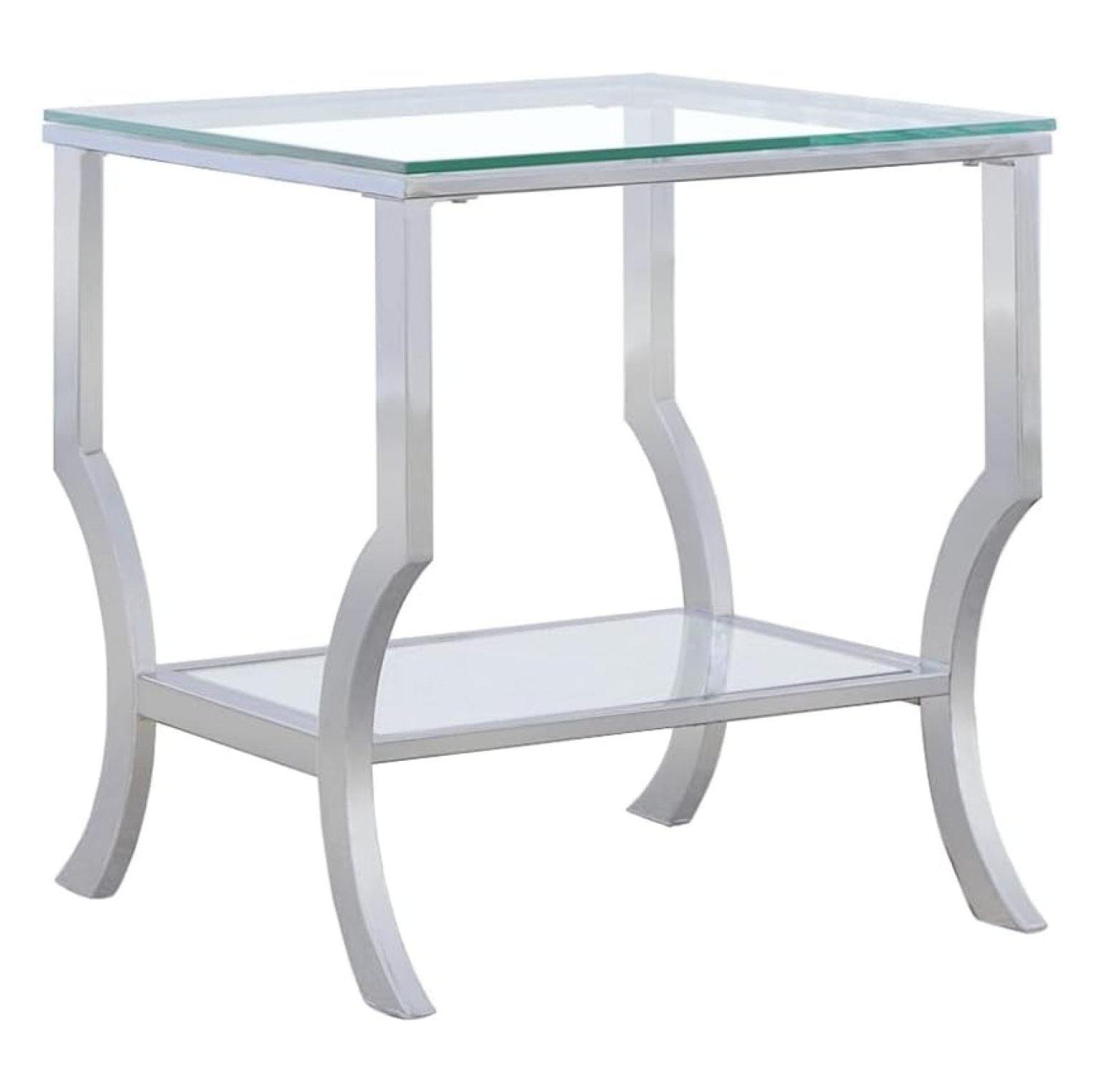 Saide End Table with Glass Top and Mirror Shelf Chrome - Coaster