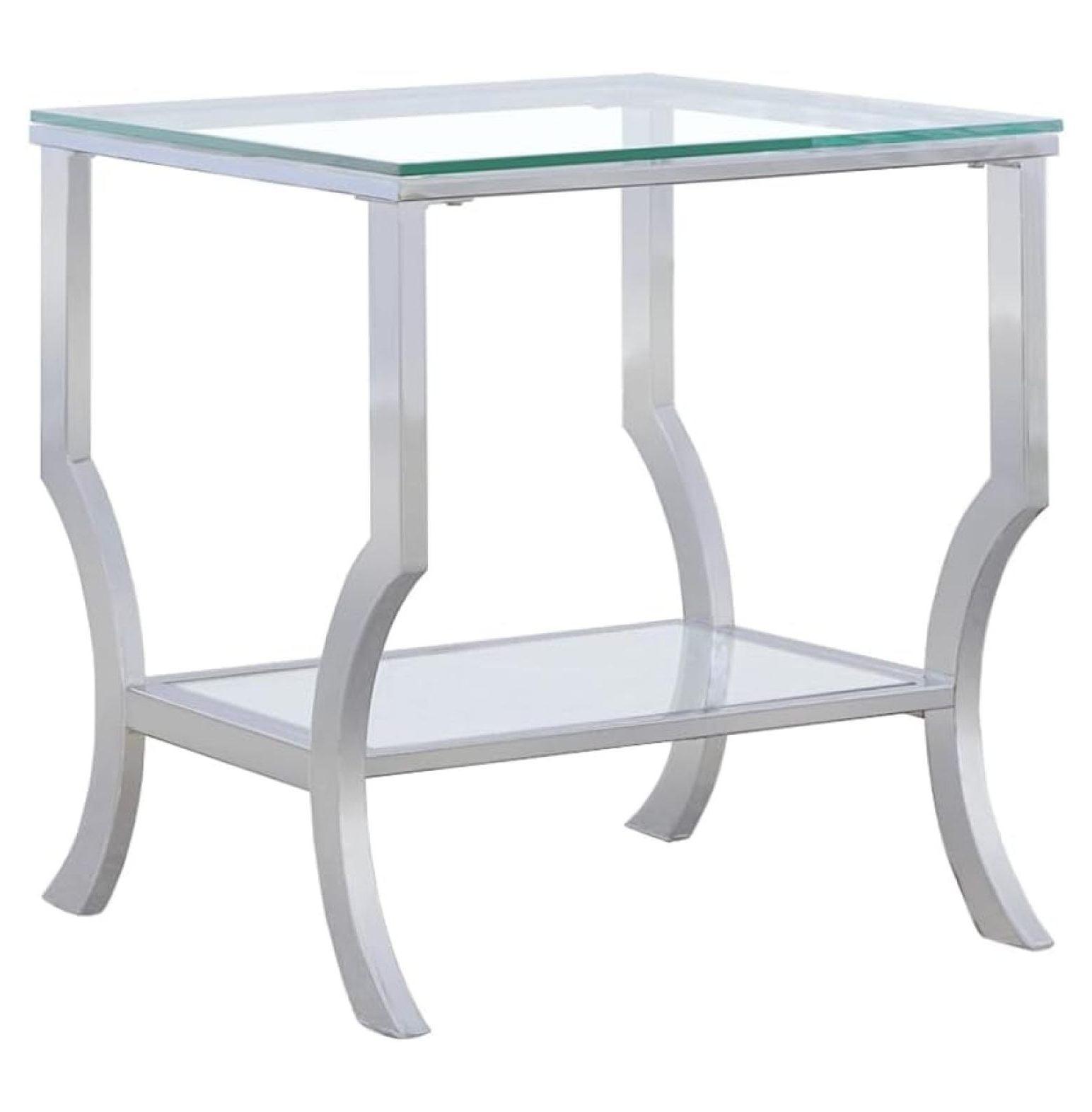 Saide End Table with Glass Top and Mirror Shelf Chrome - Coaster