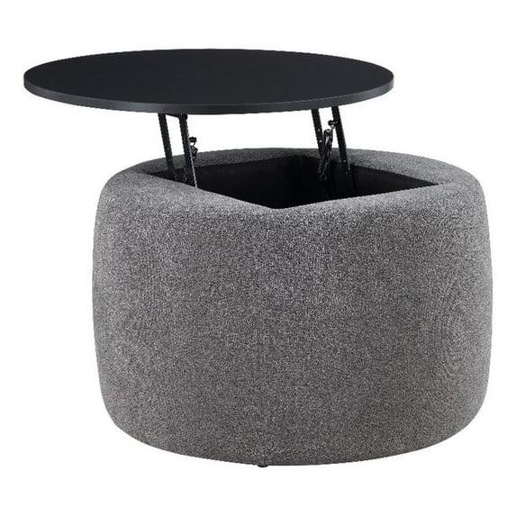 Coaster Home Furnishings Tesoro Upholstered Round Lift Top Storage Ottoman Grey and Black