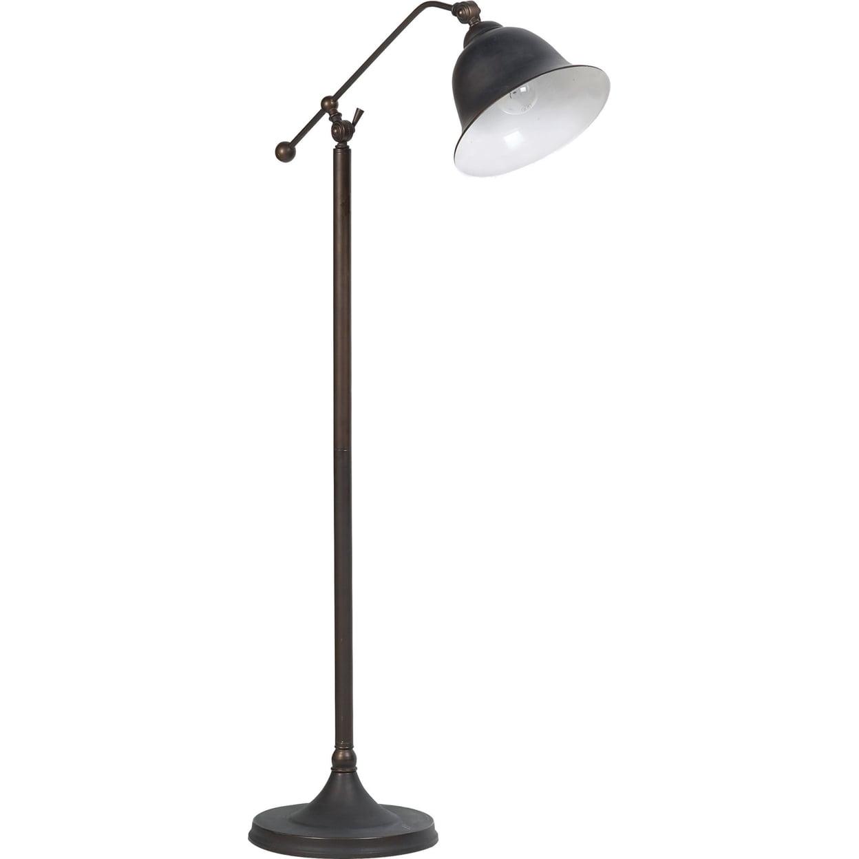 Transitional Adjustable Dark Bronze Floor Lamp with Bell Shade