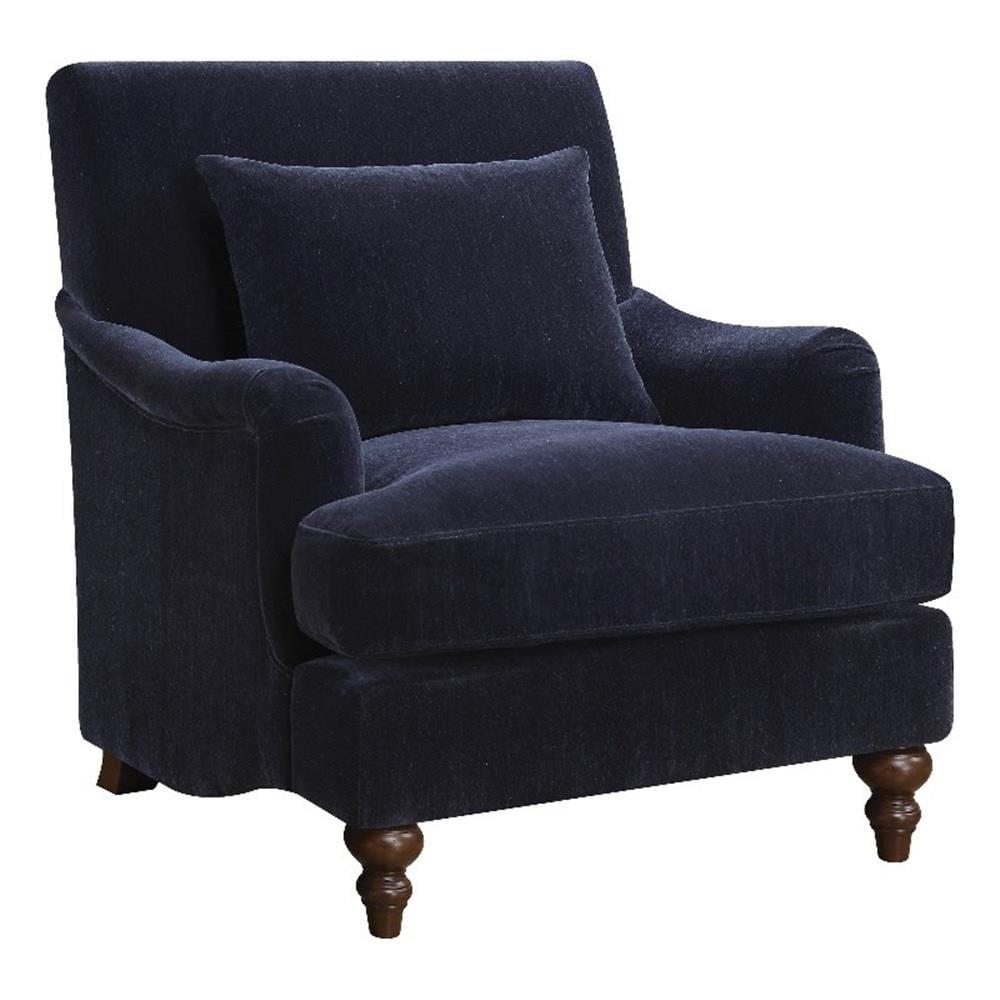 Coaster Traditional Velvet Upholstered Accent Chair with Turned Legs in Blue