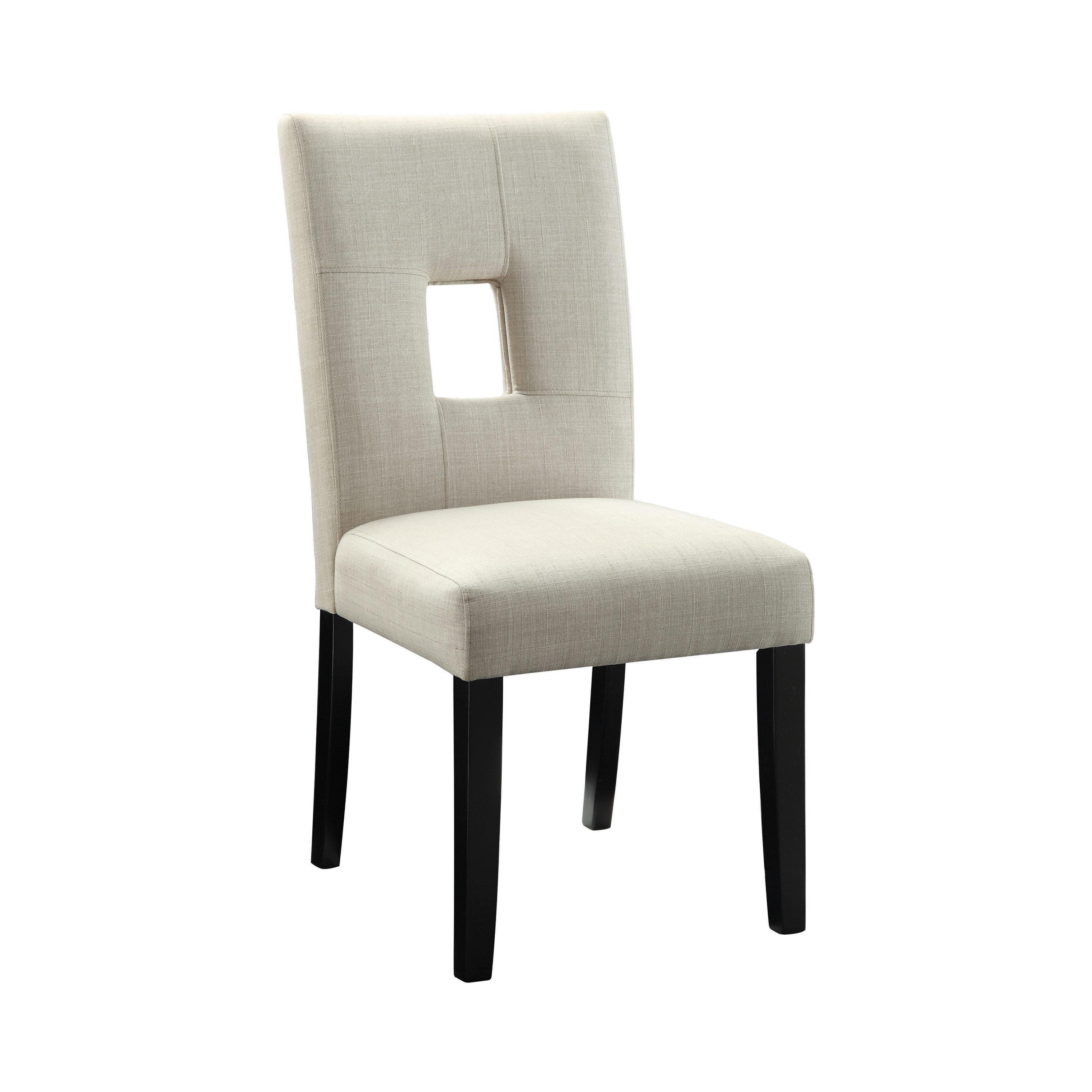 Beige Upholstered Parsons Side Chair with Black Wood Legs