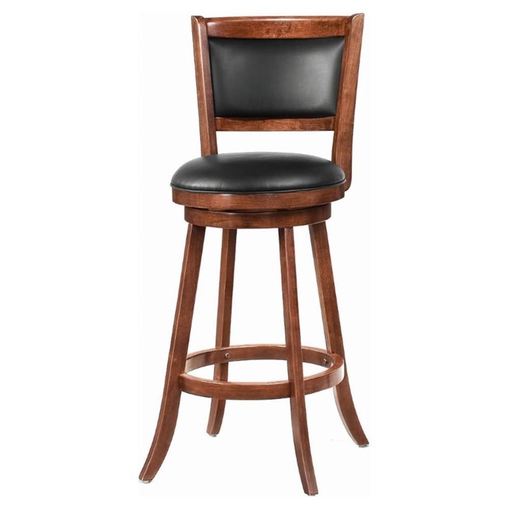 Coaster Upholstered Faux Leather Swivel Bar Stools in Black