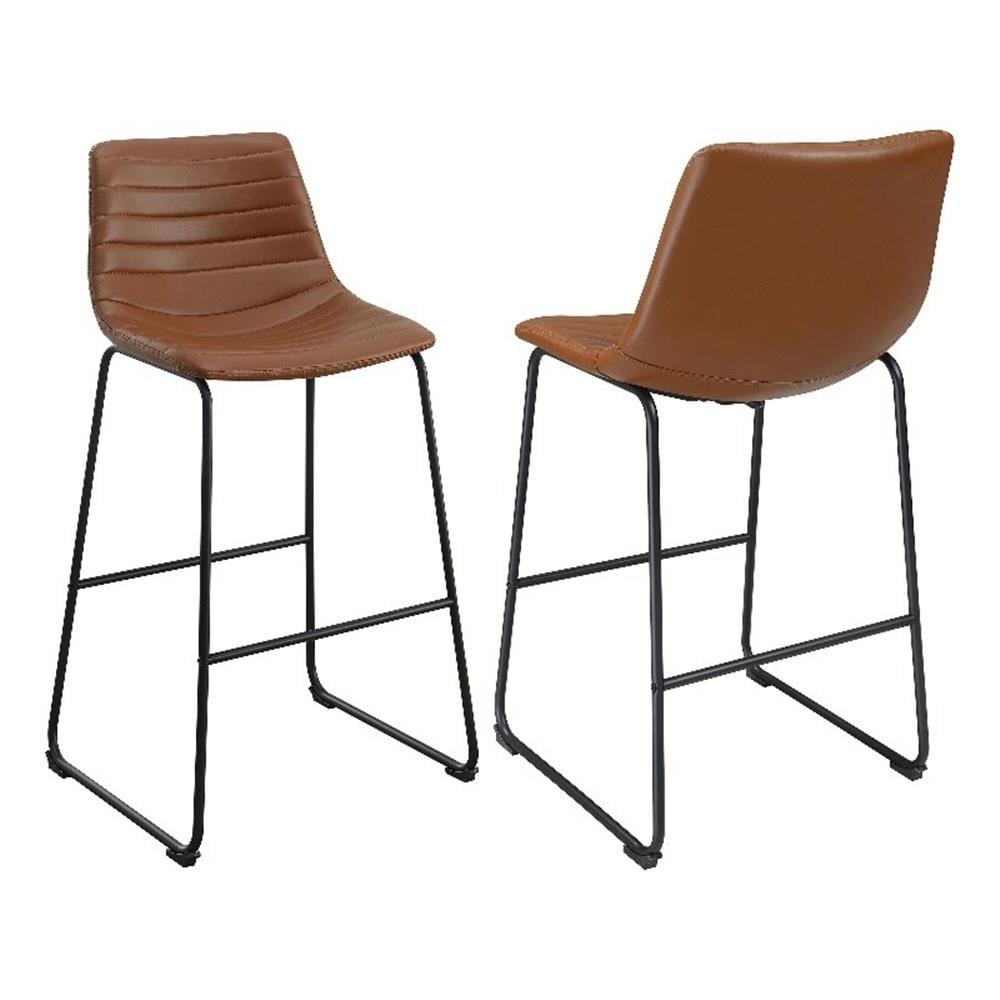 Coaster Zuni Rustic Faux Leather Upholstered Bar Chair in Brown