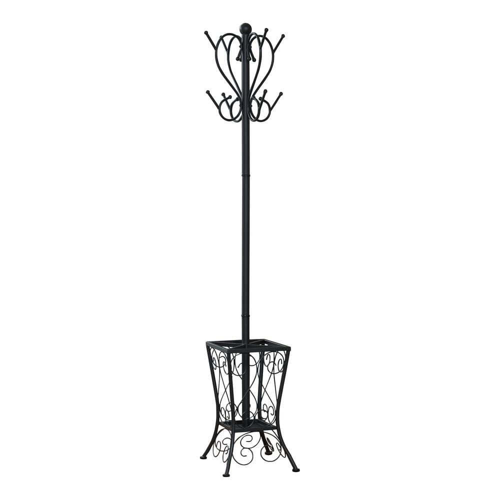 Monarch Specialties Coat Rack Hall Tree Free Standing 8 Hooks Entryway 71InchH Umbrella Holder Bedroom Metal Black Transitional