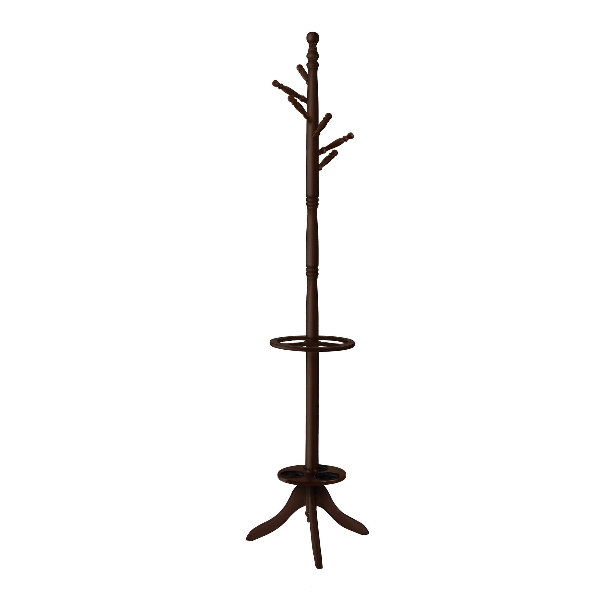 Monarch Coat Rack, Hall Tree, Free Standing, 6 Hooks, Entryway, 71H, Umbrella Holder