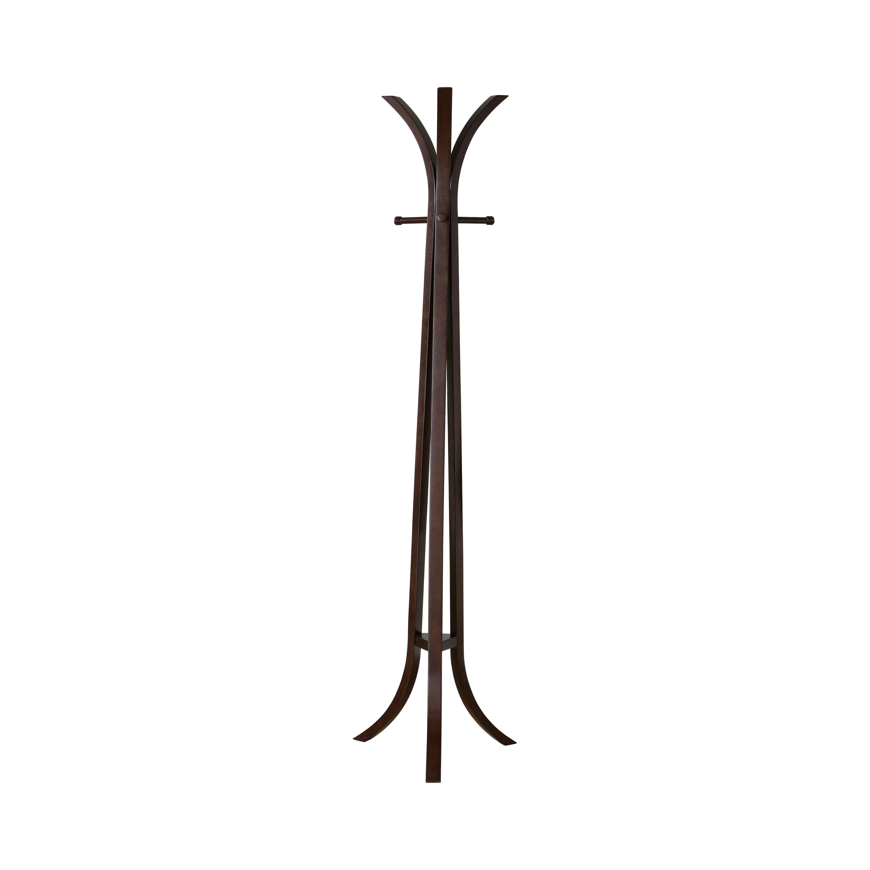 Cappuccino Brown Wooden Coat Rack with Umbrella Stand