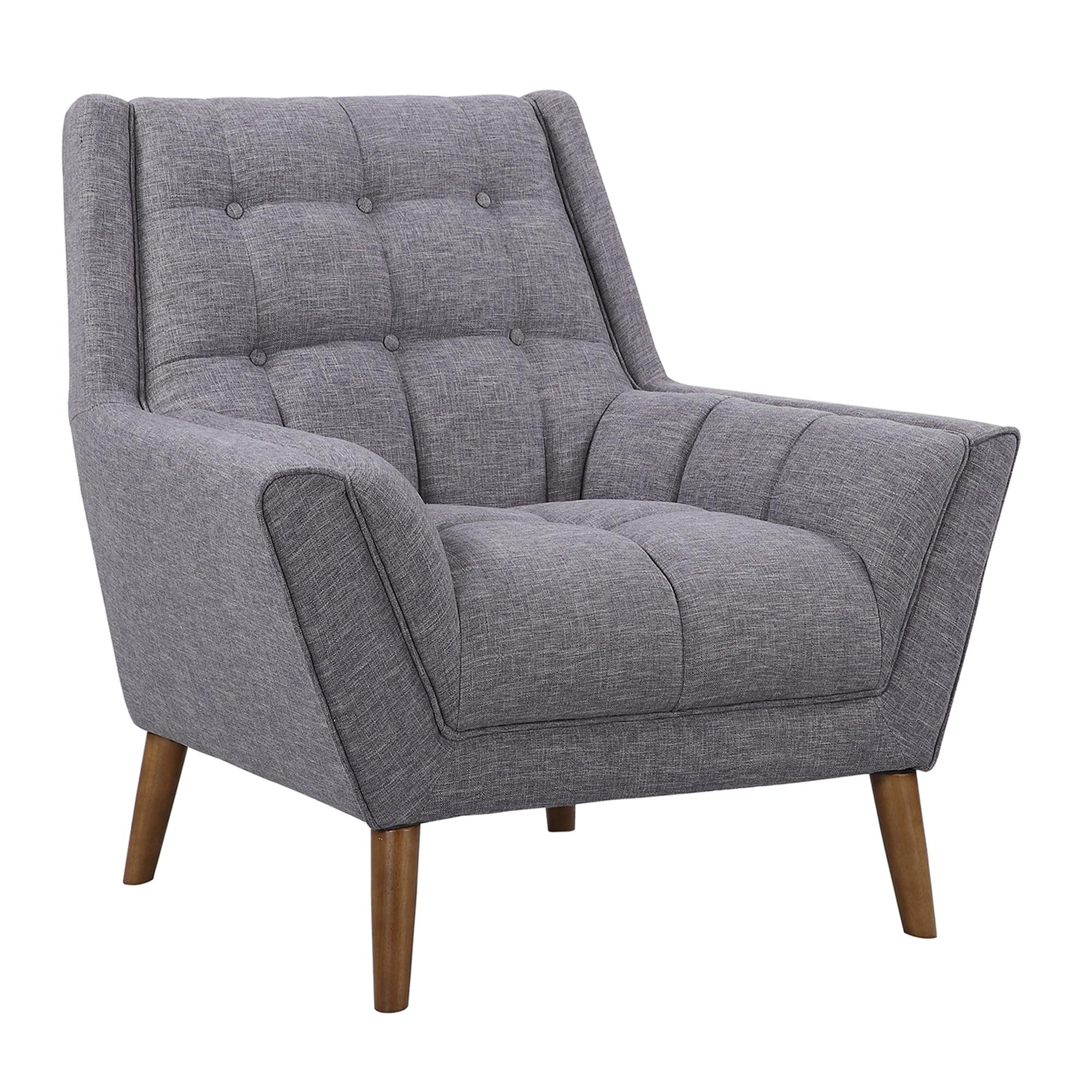 Cobra Dark Gray Linen Accent Chair with Walnut Wood Legs