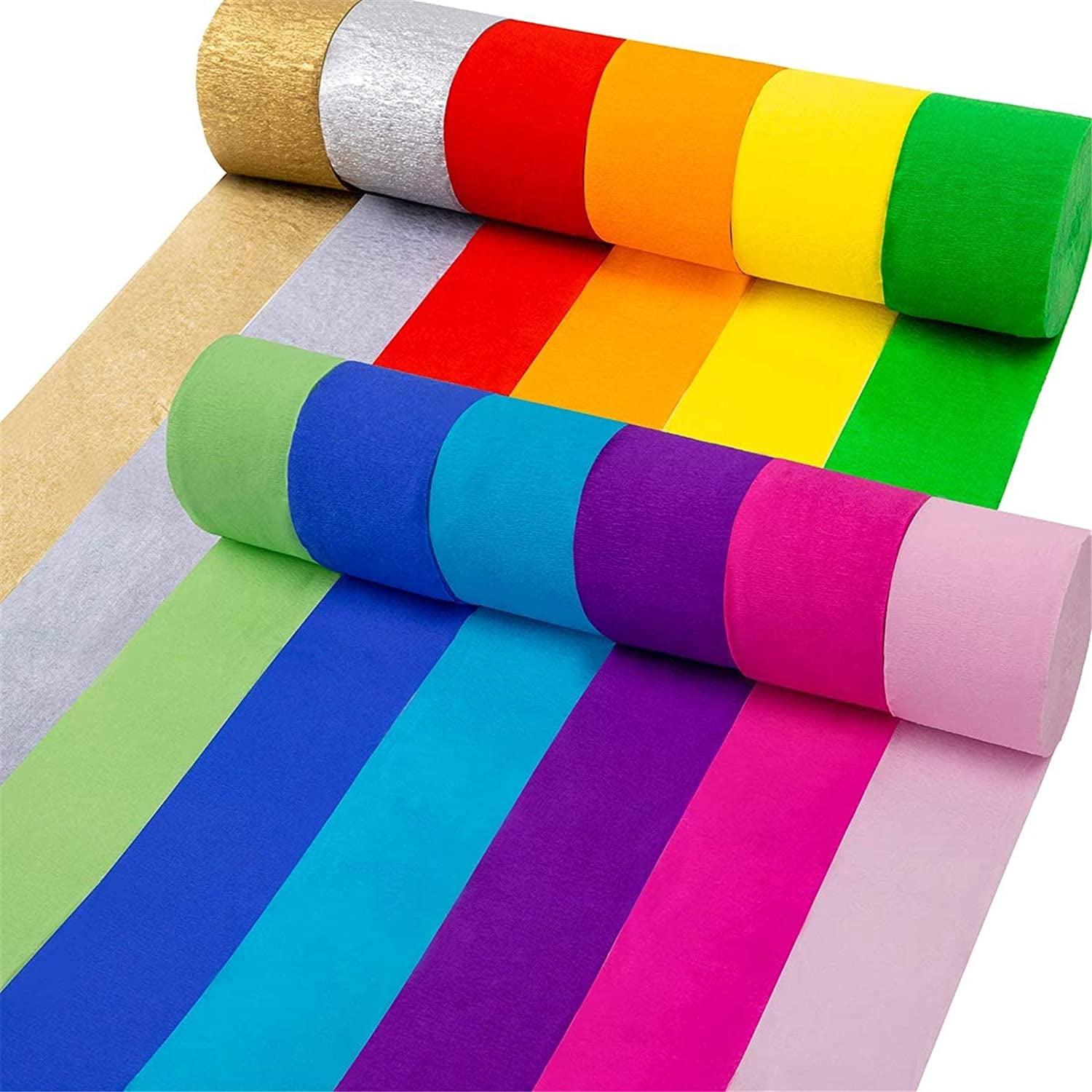 Coceca 12 Rolls 984ft Crepe Paper Streamers in 12 Colors for Rainbow Party Decorations Wedding Ceremony Birthday Indoor Decoration RDD5