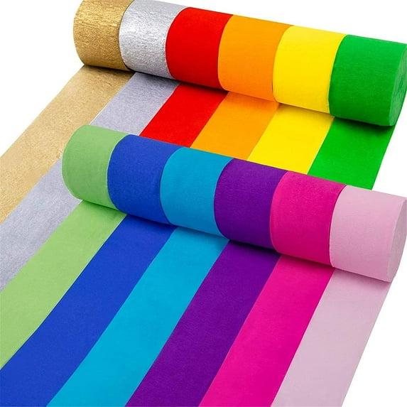 Coceca 12 Rolls 984ft Crepe Paper Streamers in 12 Colors for Rainbow Party Decorations Wedding Ceremony Birthday Indoor Decoration RDD5