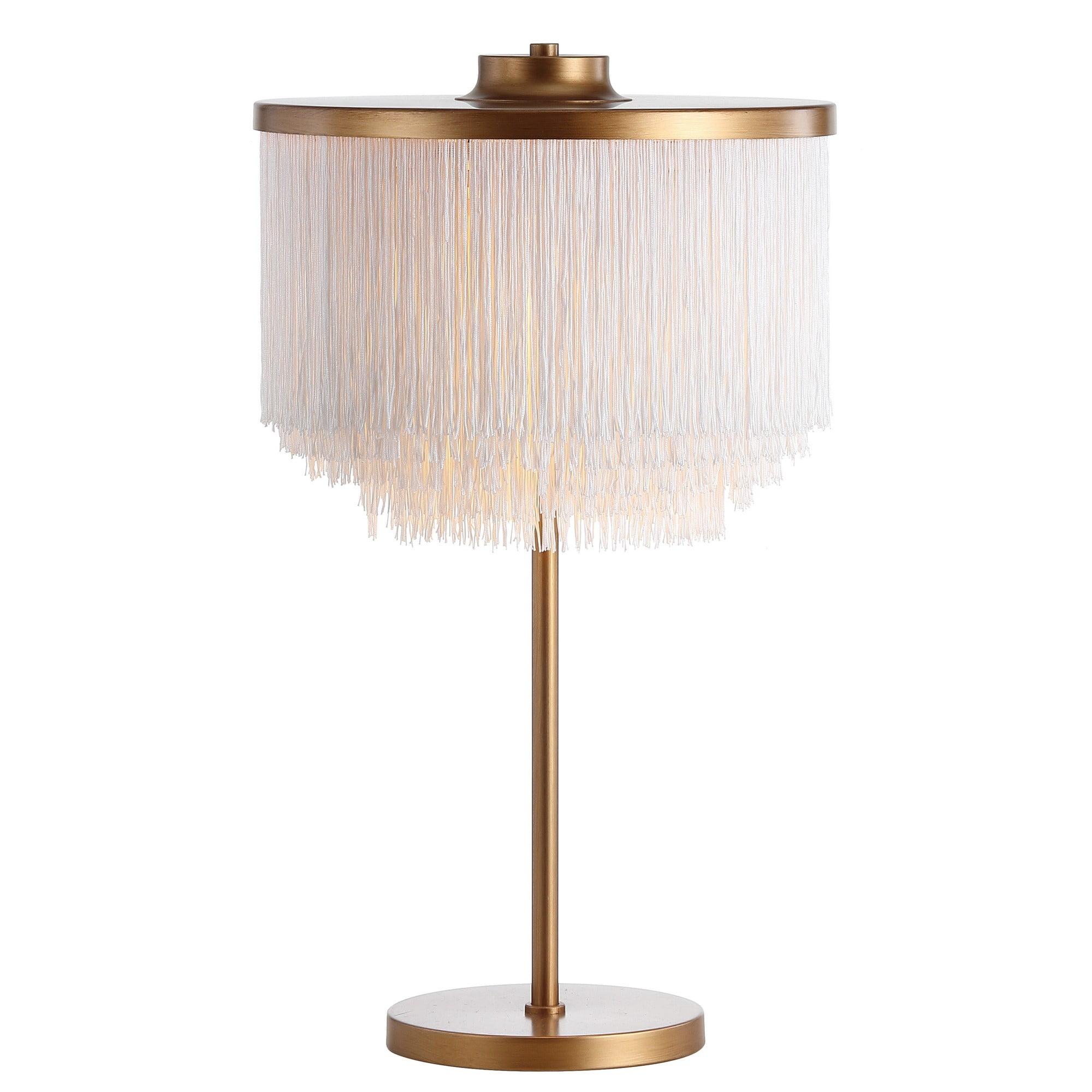 Elegant Alexa-Enabled White Tassel LED Table Lamp with Gold Base