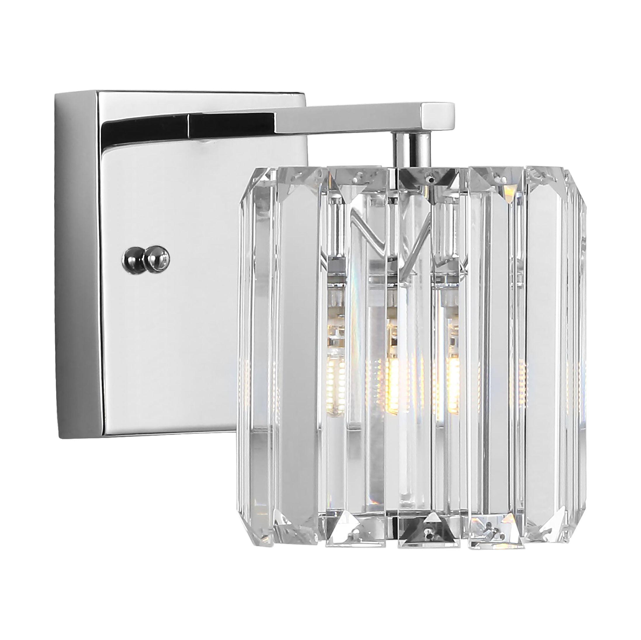 Coco Prism 6.75" Chrome and Clear Glass Glam Vanity LED Light