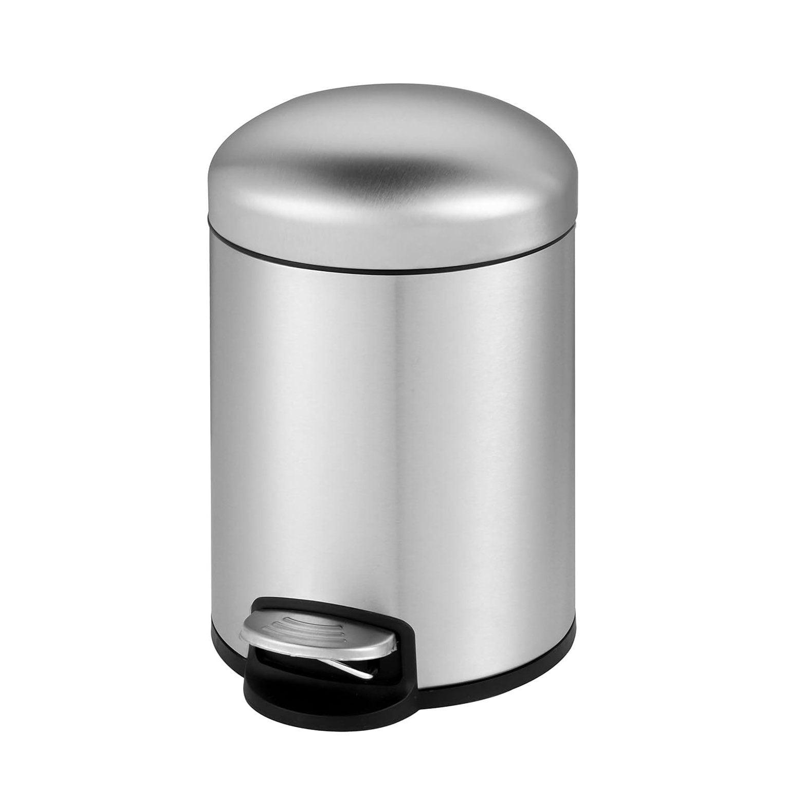 1.32 Gallon Brushed Stainless Steel Step-On Trash Can