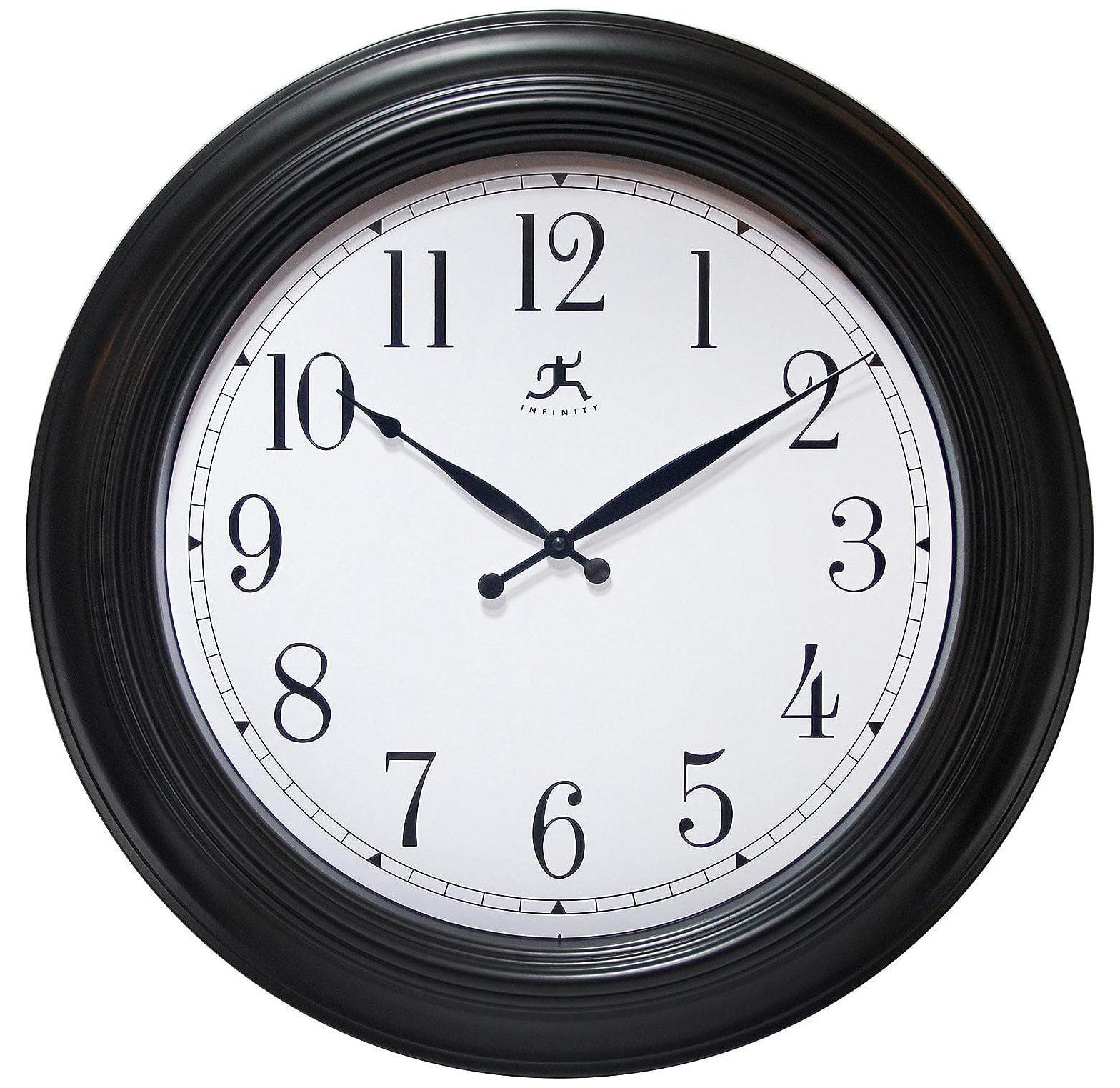 24" Classic Wall Clock Black - Infinity Instruments: Easy-to-Read, Modern Decor, Indoor Use