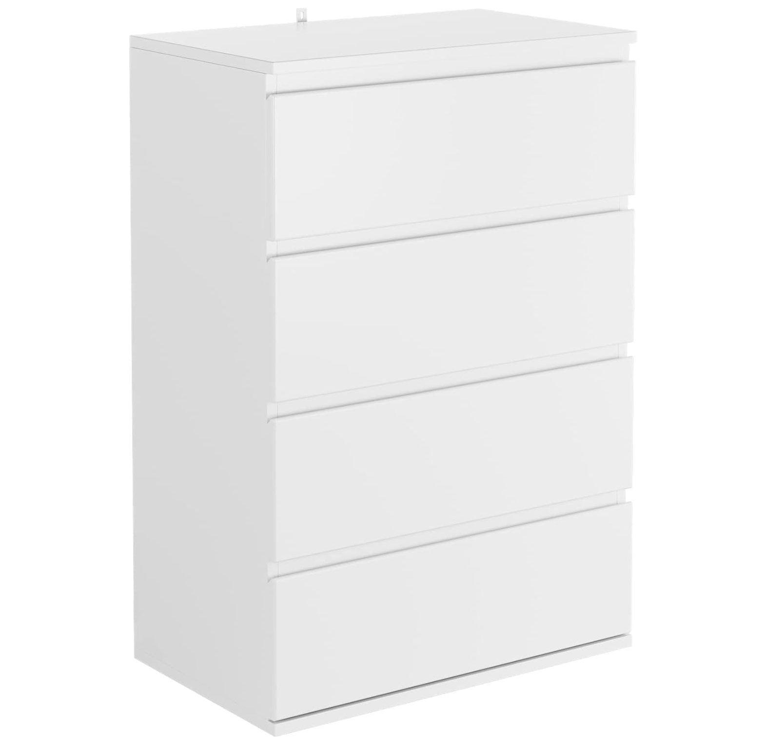 White Modern 4-Drawer Vertical Storage Dresser