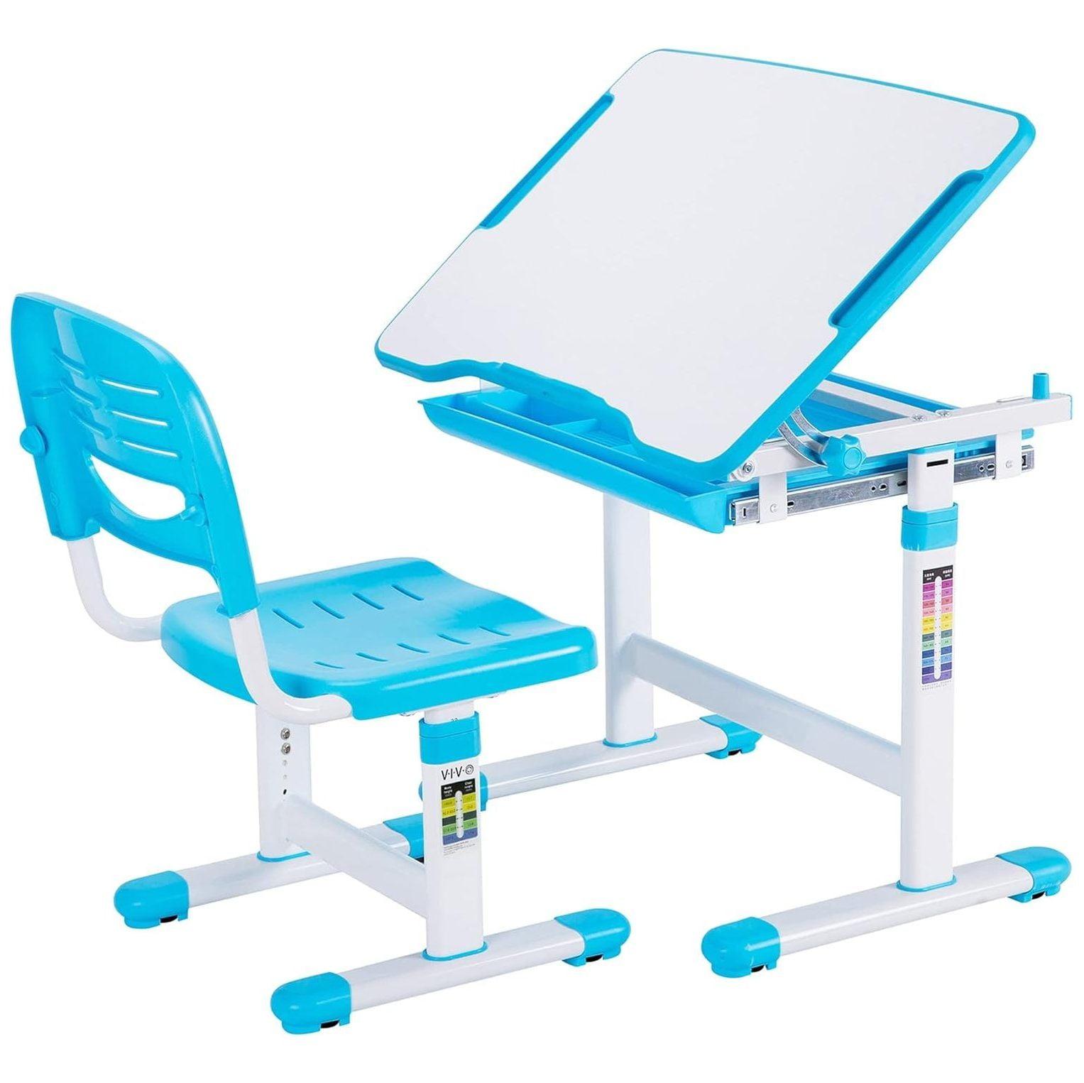 Adjustable Blue Acrylic Children's Desk & Chair with Drawer