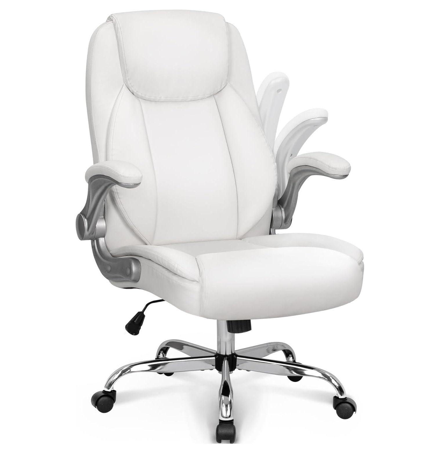 White High Back Leather Executive Swivel Office Chair