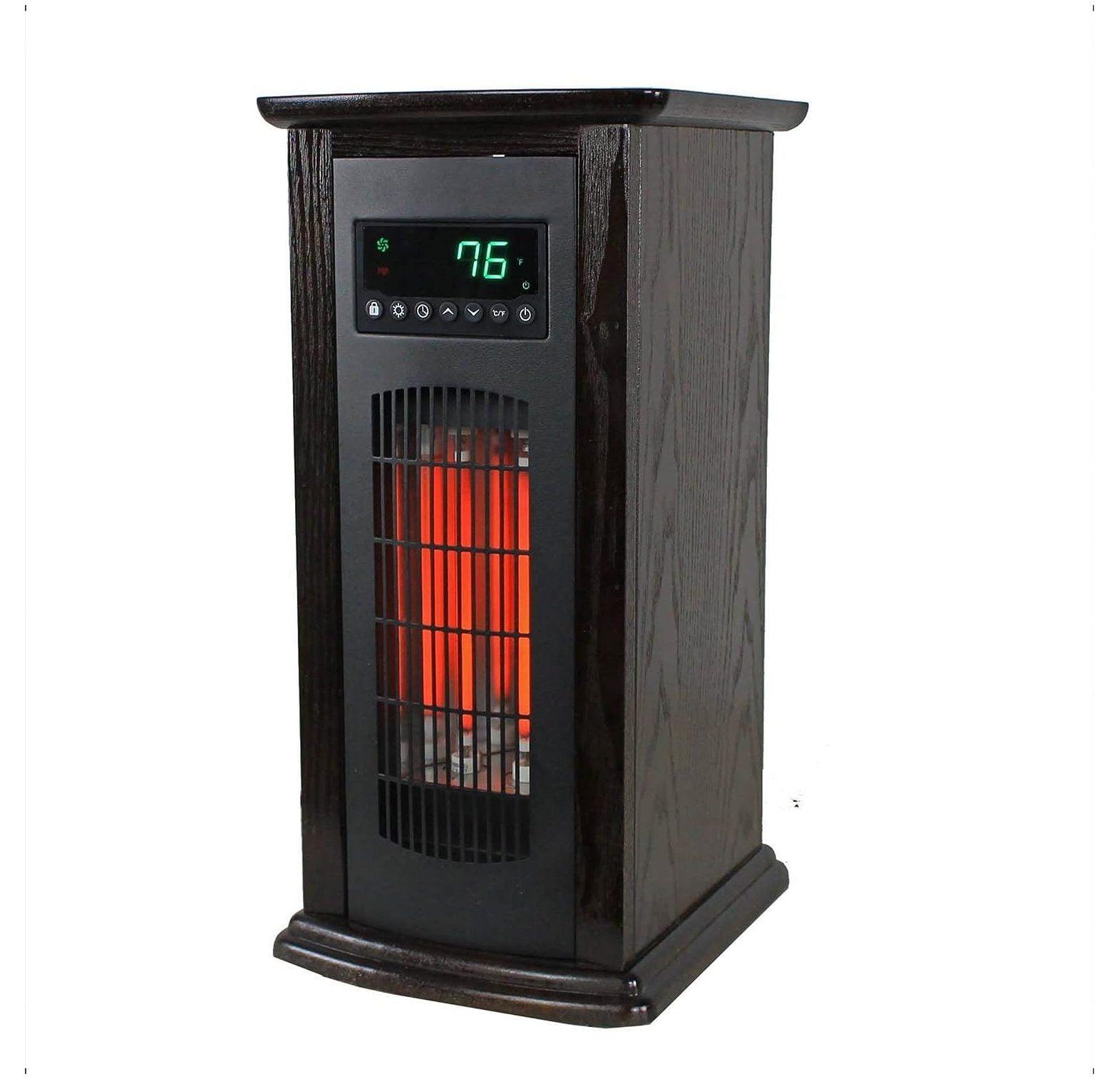 LifeSmart LifePro 1500W Infrared Quartz Indoor Home Tower Space Heater with Adjusting Temperatures and Remote Controls, Black