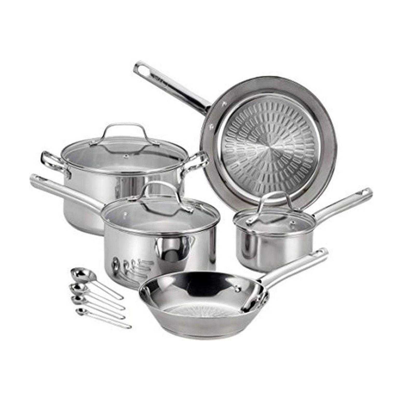 Stainless Steel 12-Piece Cookware Set with Glass Lids