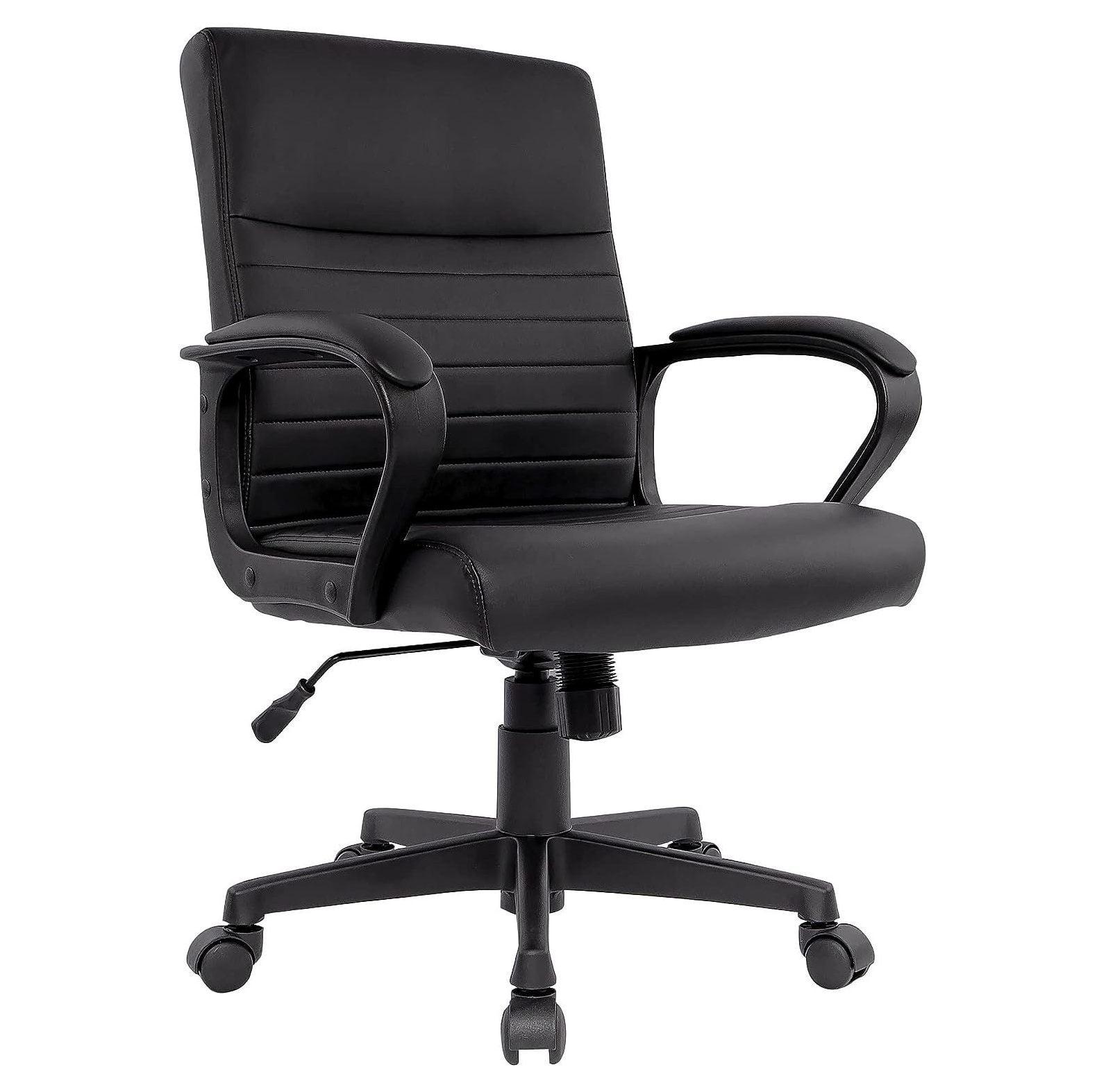 24396771 Leather Mid-Back Manager Chair, Black