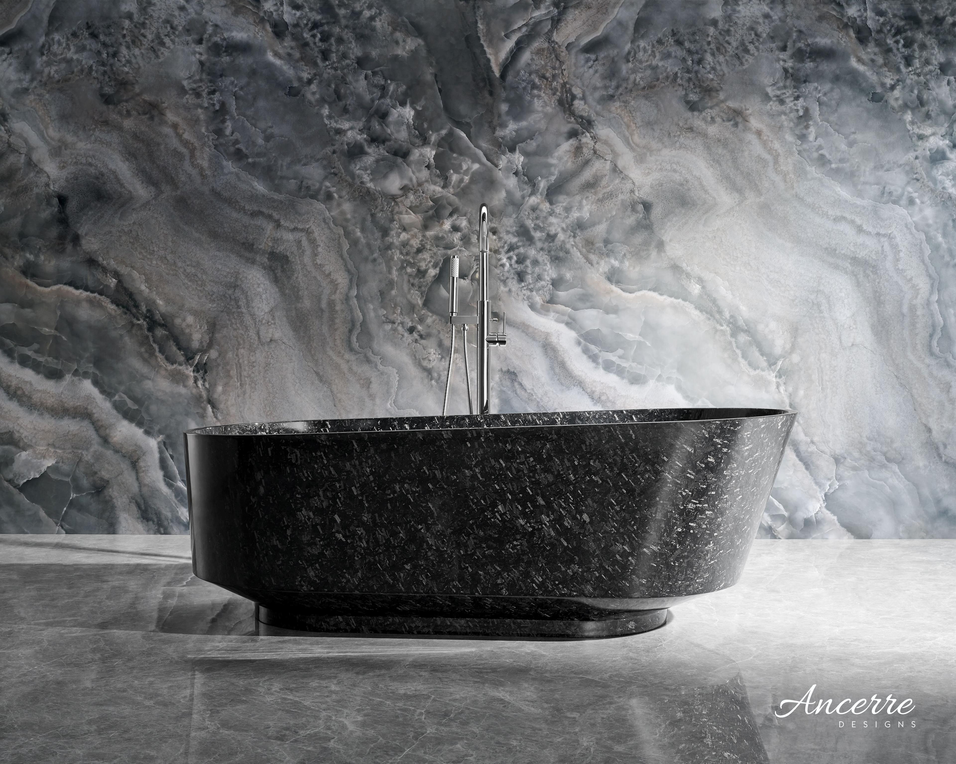 Coesistere 71'' Black Forged Carbon Fiber Freestanding Bathtub