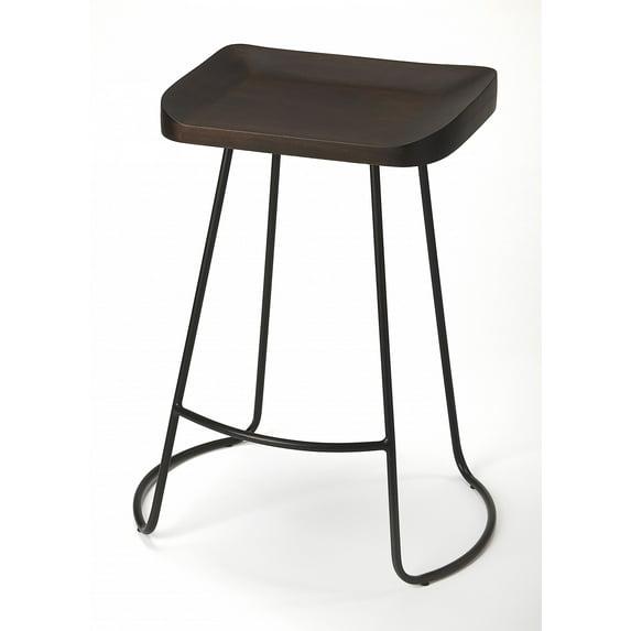 HomeRoots 26" Dark Brown And Black Iron Backless Counter Height Bar Chair