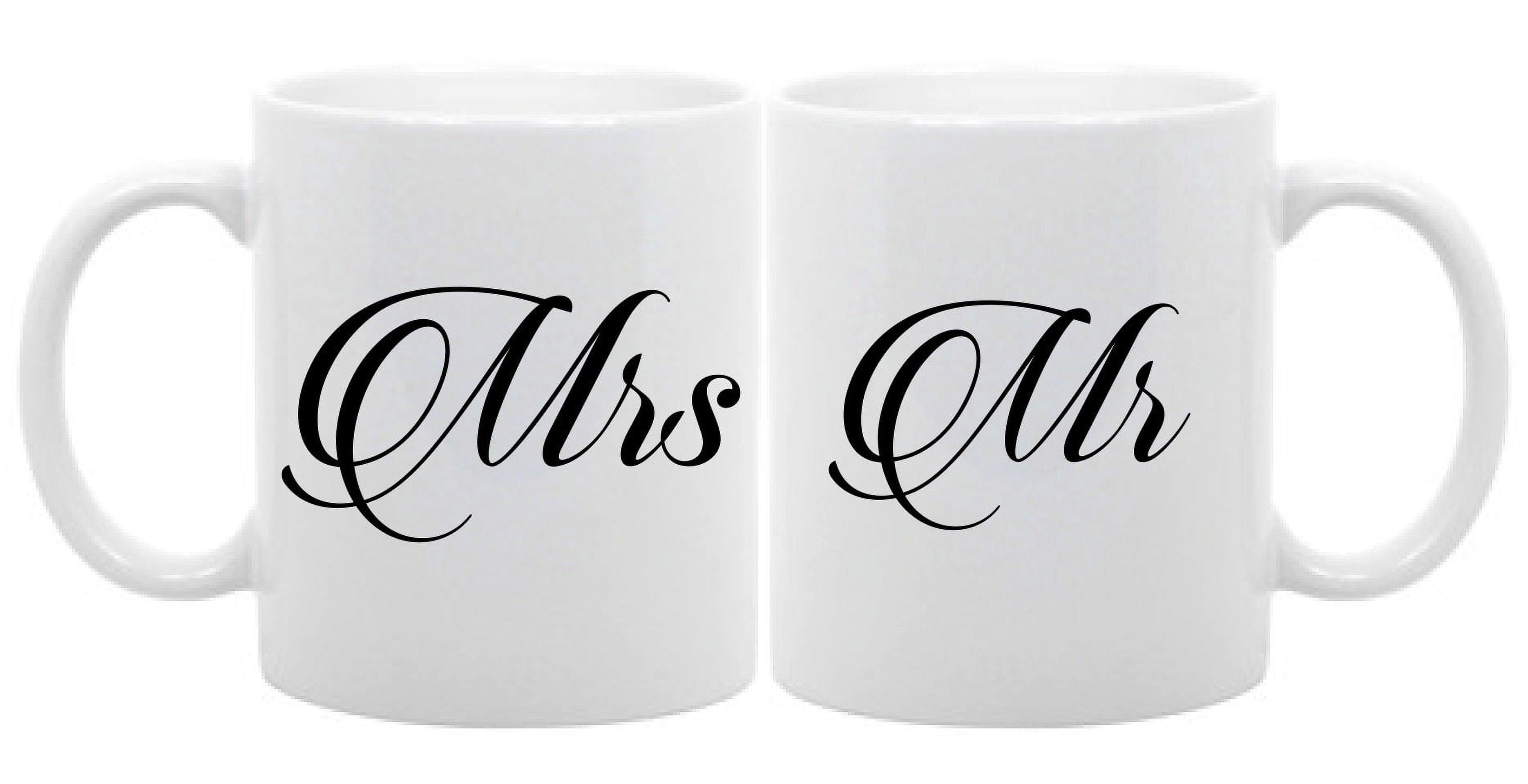 Mr. and Mrs. Black and White Ceramic Coffee Mugs Set